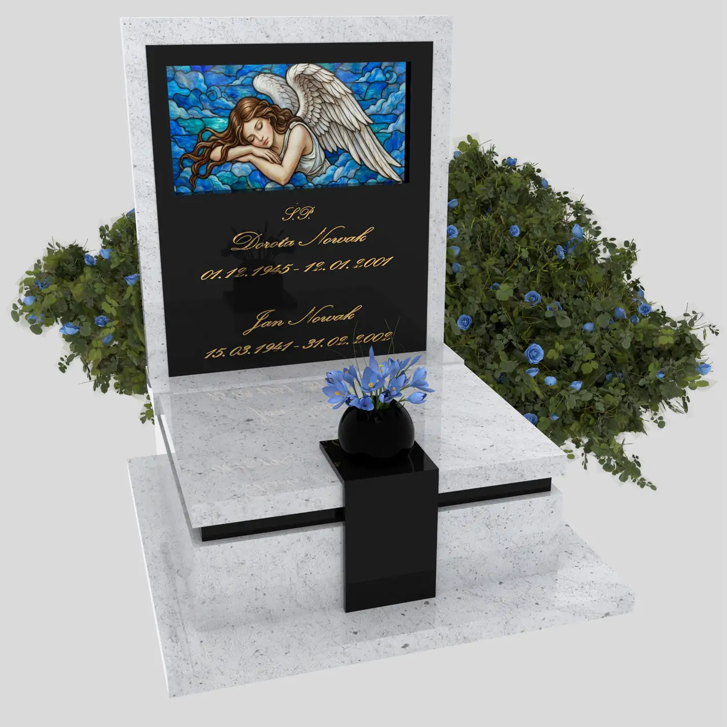 Nagrobek urnowy z witrażem anioła – forma elegancka U 125 zdjęcie 91