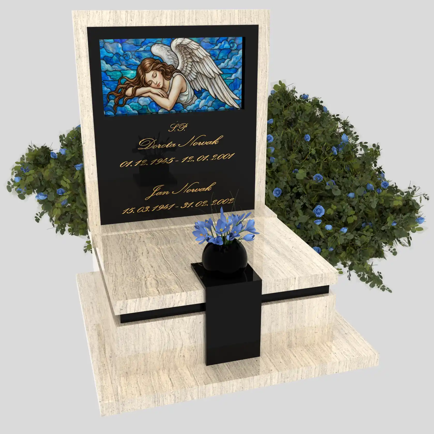 Nagrobek urnowy z witrażem anioła – forma elegancka U 125 zdjęcie 89