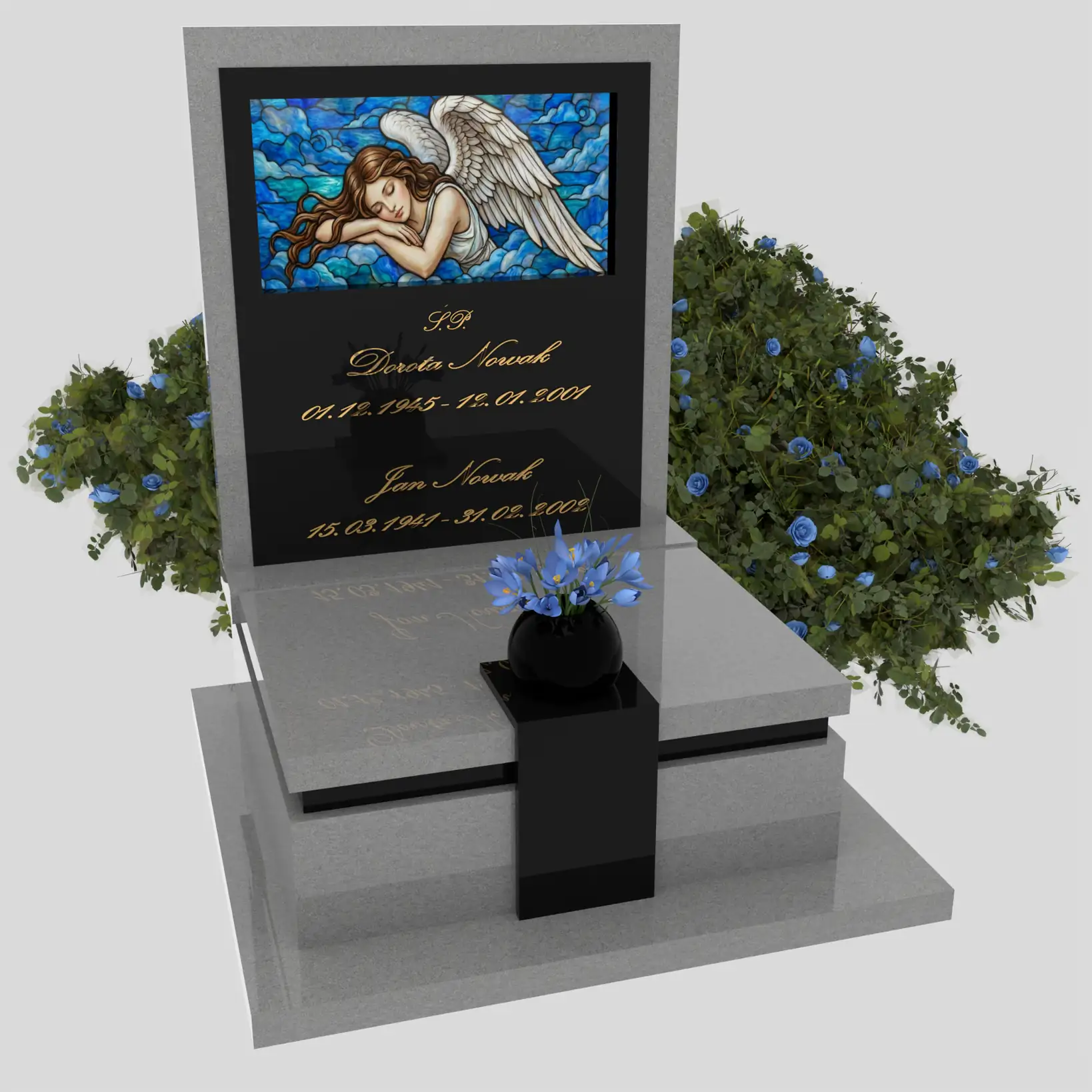 Nagrobek urnowy z witrażem anioła – forma elegancka U 125 zdjęcie 88