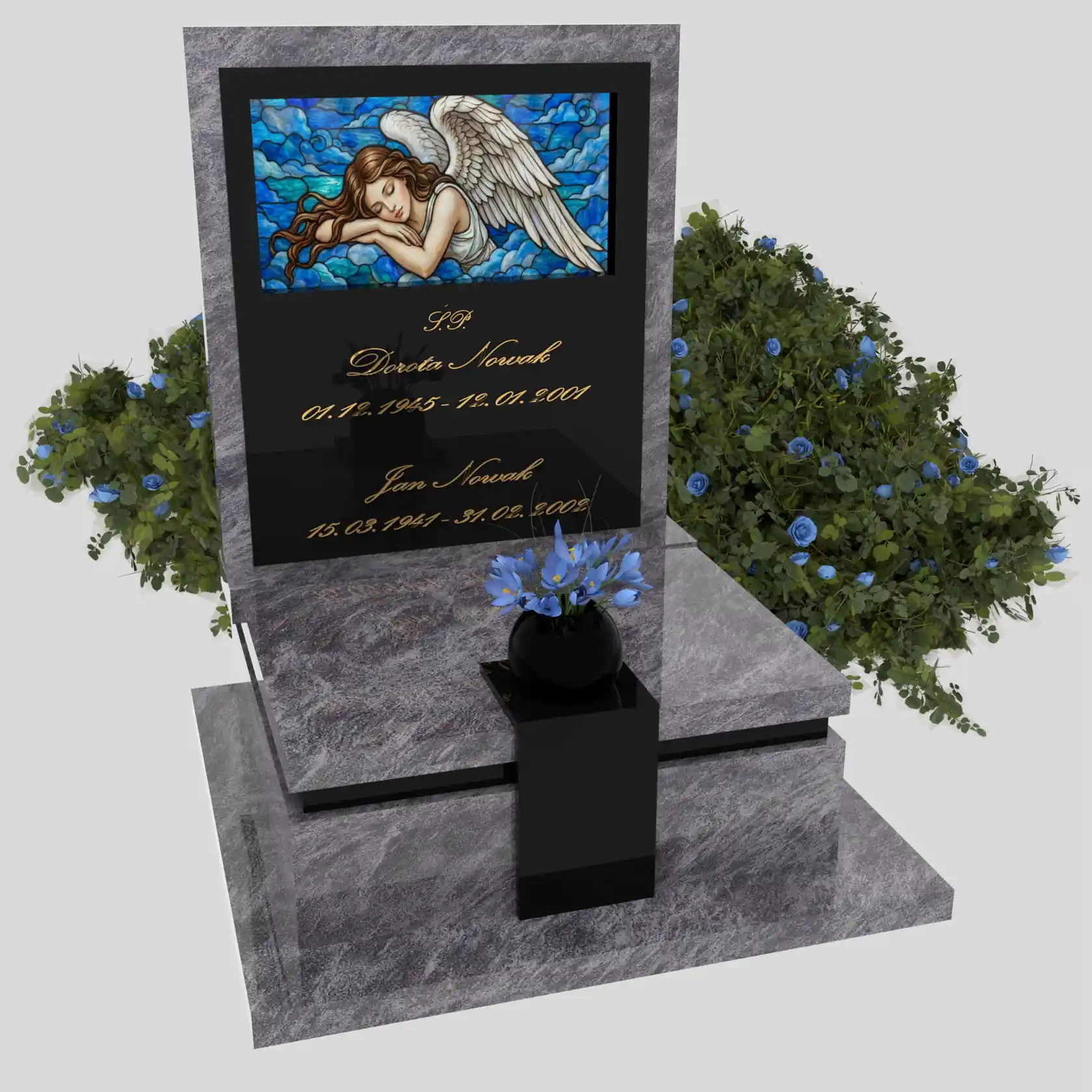 Nagrobek urnowy z witrażem anioła – forma elegancka U 125 zdjęcie 86