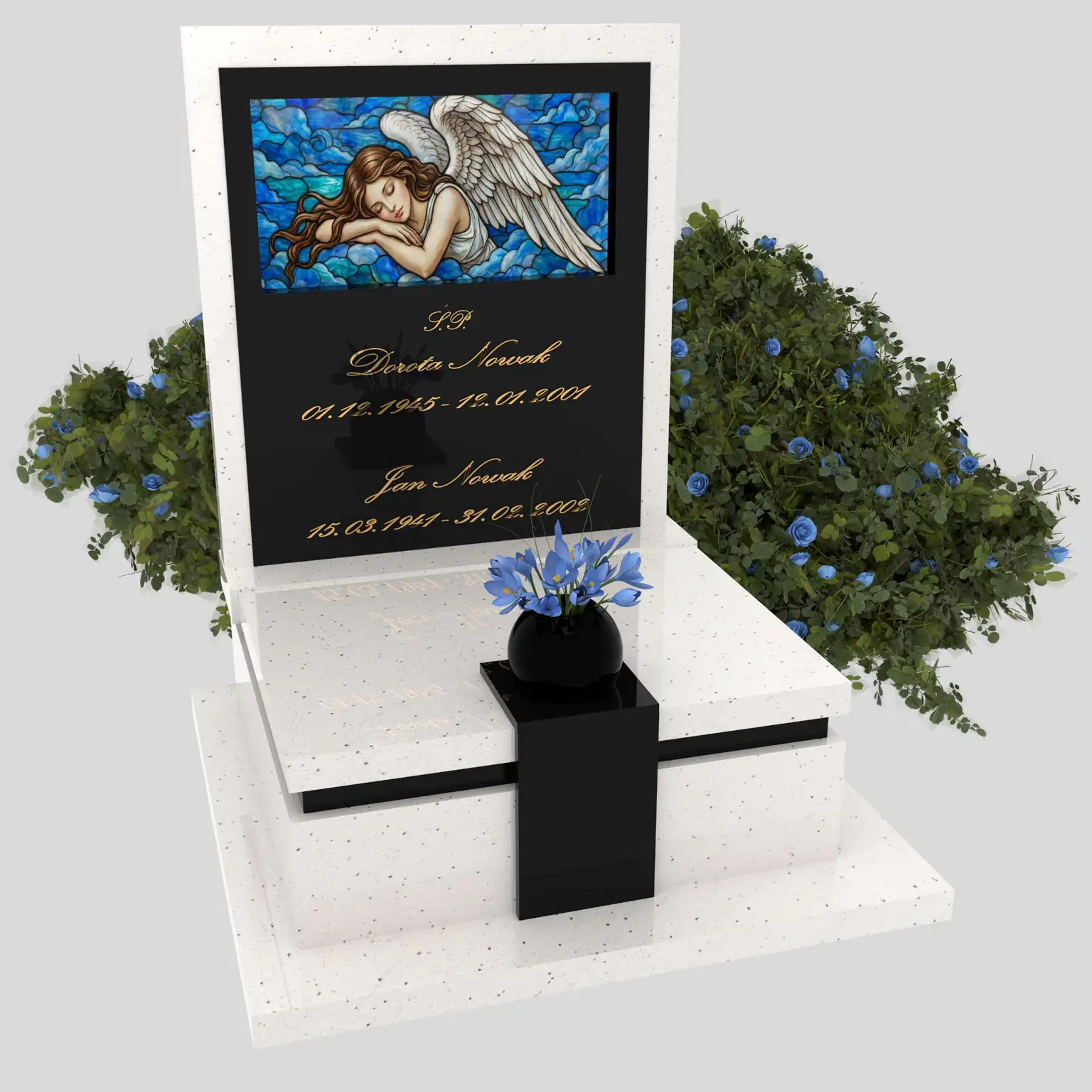 Nagrobek urnowy z witrażem anioła – forma elegancka U 125 zdjęcie 82