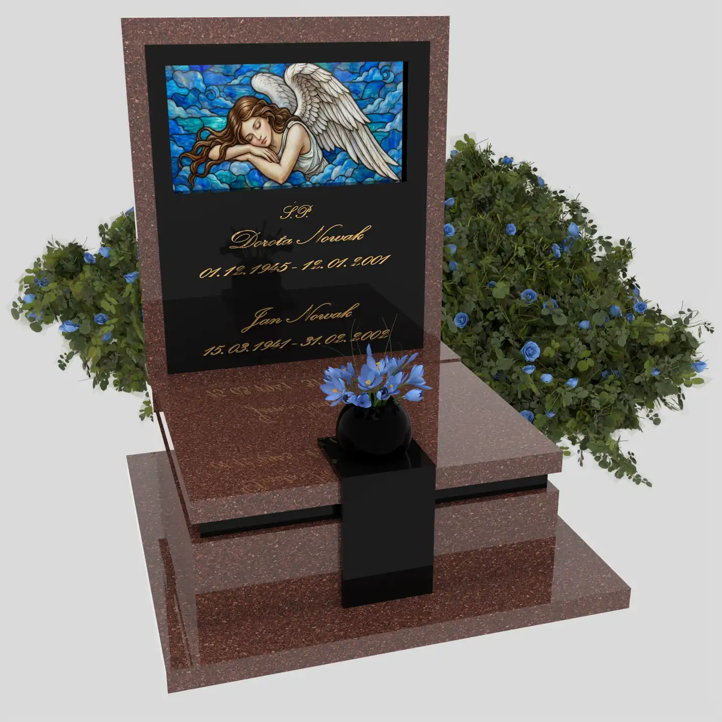 Nagrobek urnowy z witrażem anioła – forma elegancka U 125 zdjęcie 81