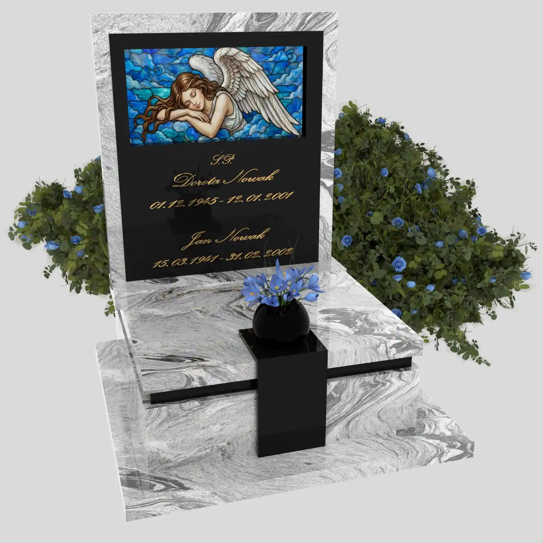 Nagrobek urnowy z witrażem anioła – forma elegancka U 125 zdjęcie 80