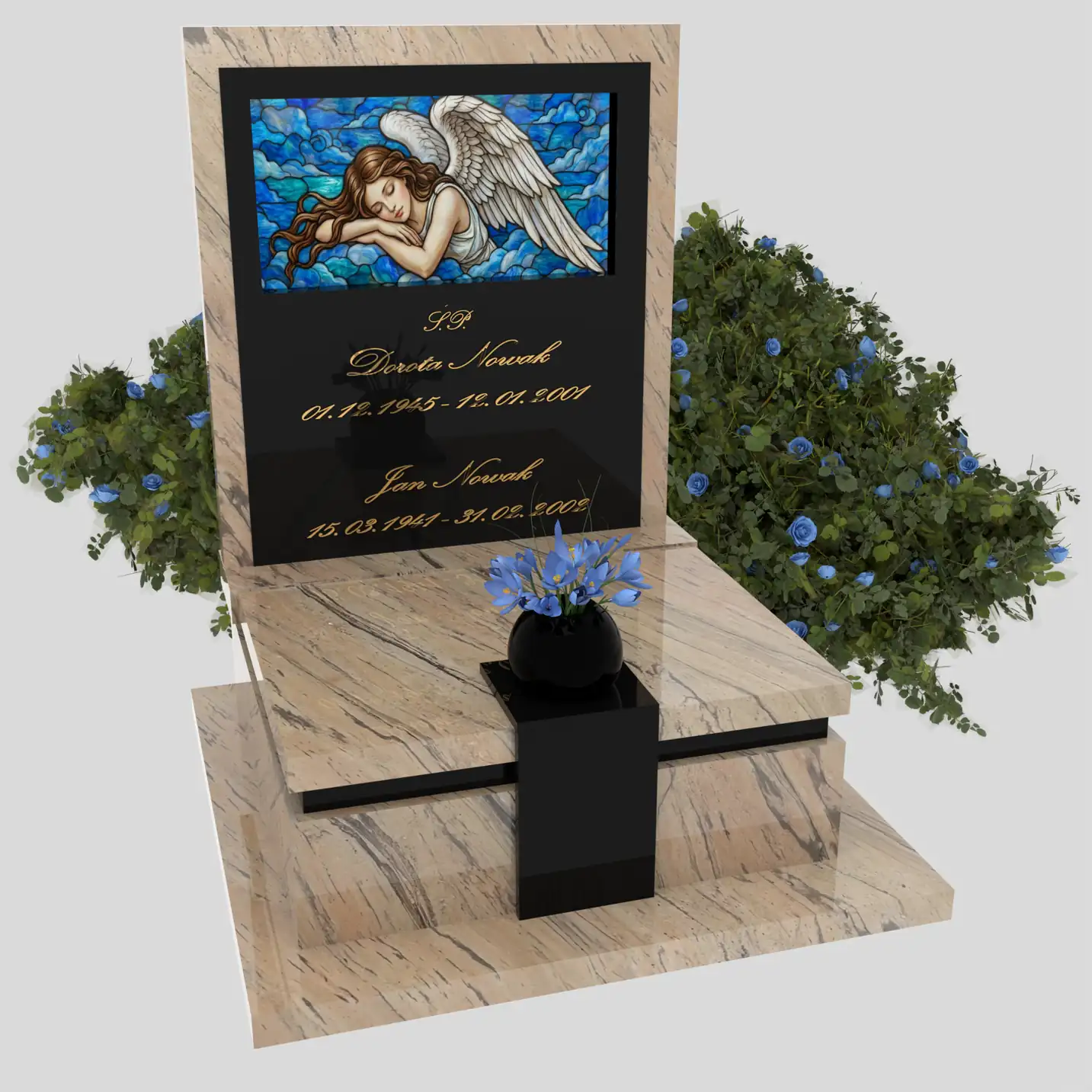 Nagrobek urnowy z witrażem anioła – forma elegancka U 125 zdjęcie 33