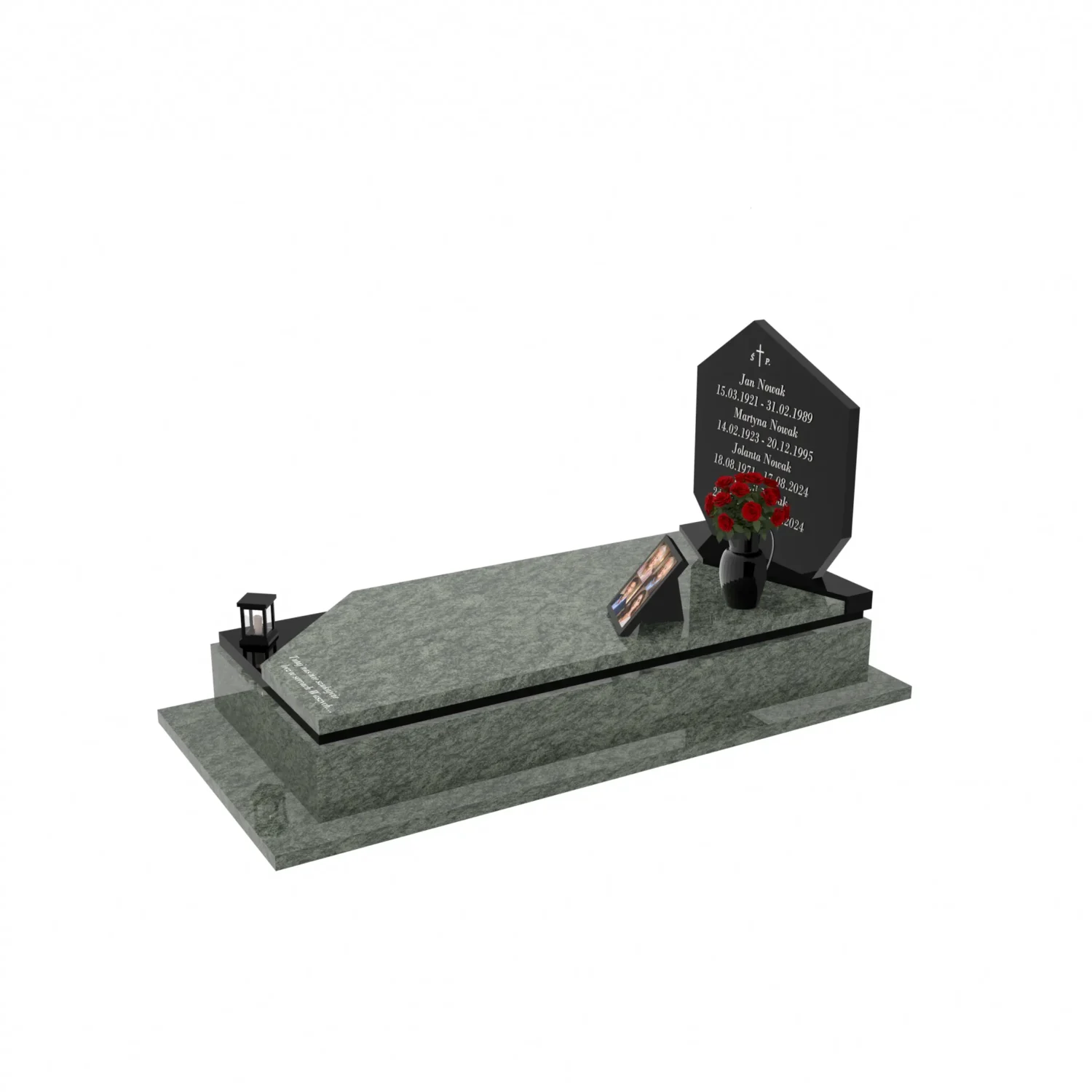 Nagrobek pojedynczy rodzinny o prostej, eleganckiej formie ze zdjęciami K 120+360 – photo №11