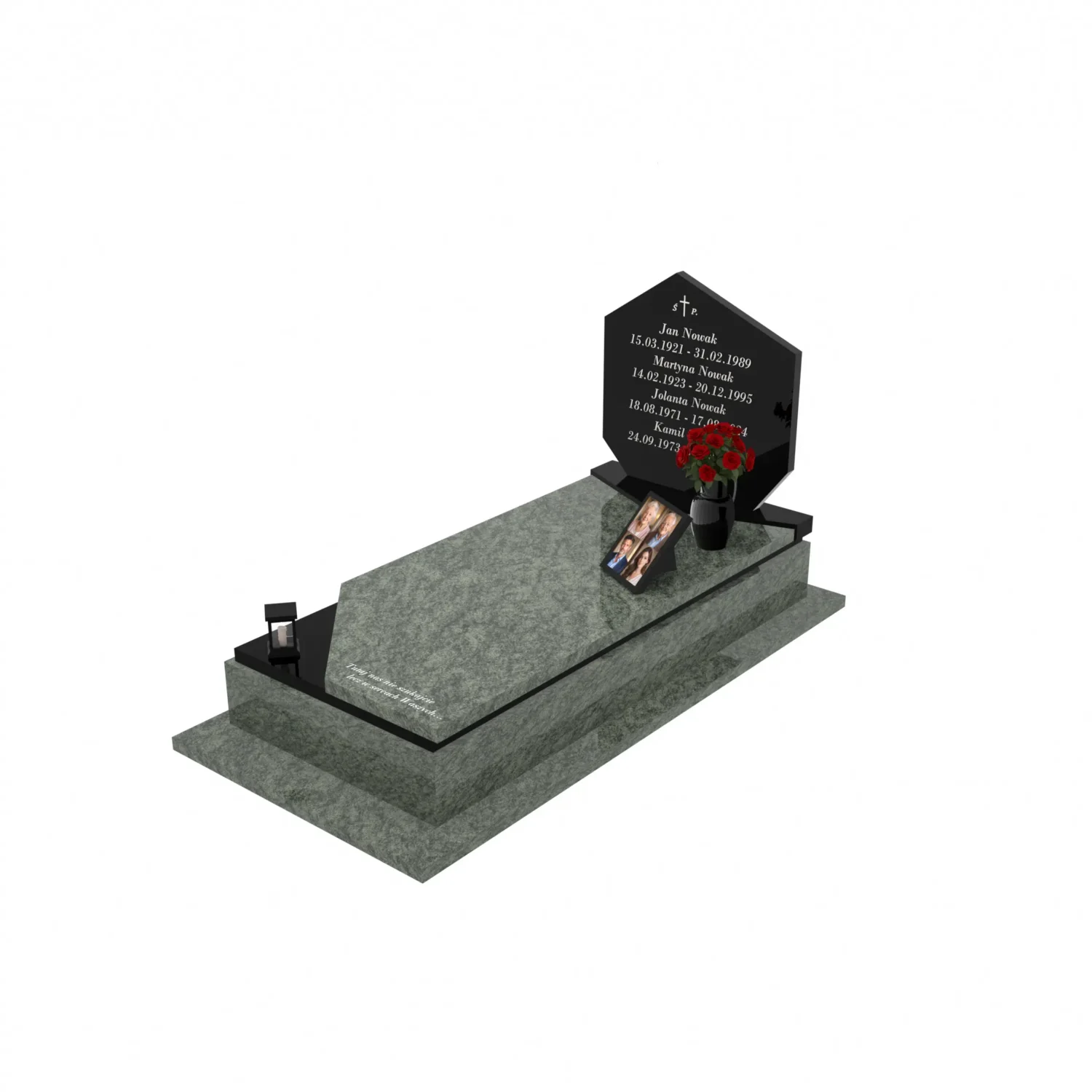 Nagrobek pojedynczy rodzinny o prostej, eleganckiej formie ze zdjęciami K 120+360 – photo №12