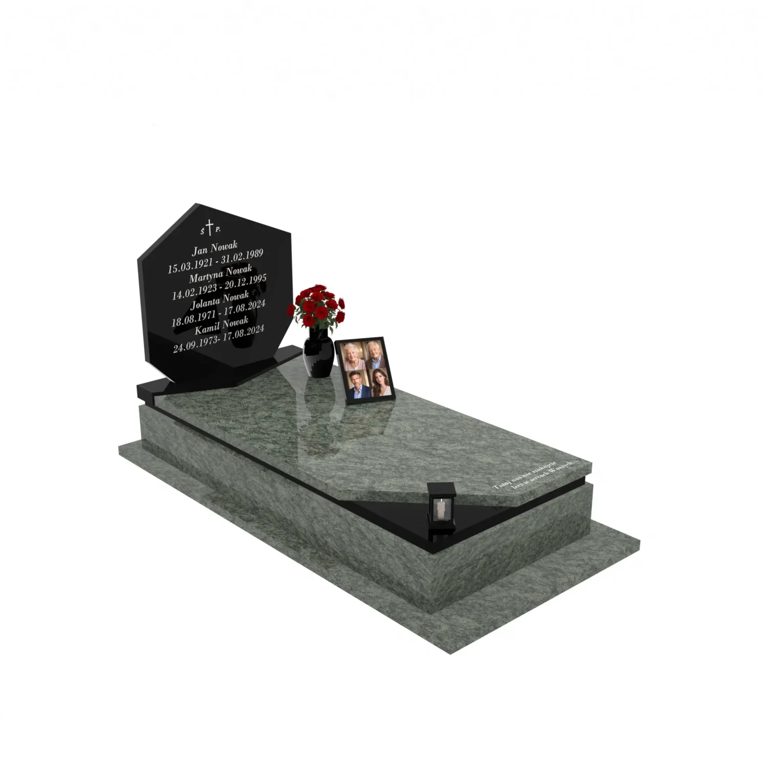 Nagrobek pojedynczy rodzinny o prostej, eleganckiej formie ze zdjęciami K 120+360 – photo №2