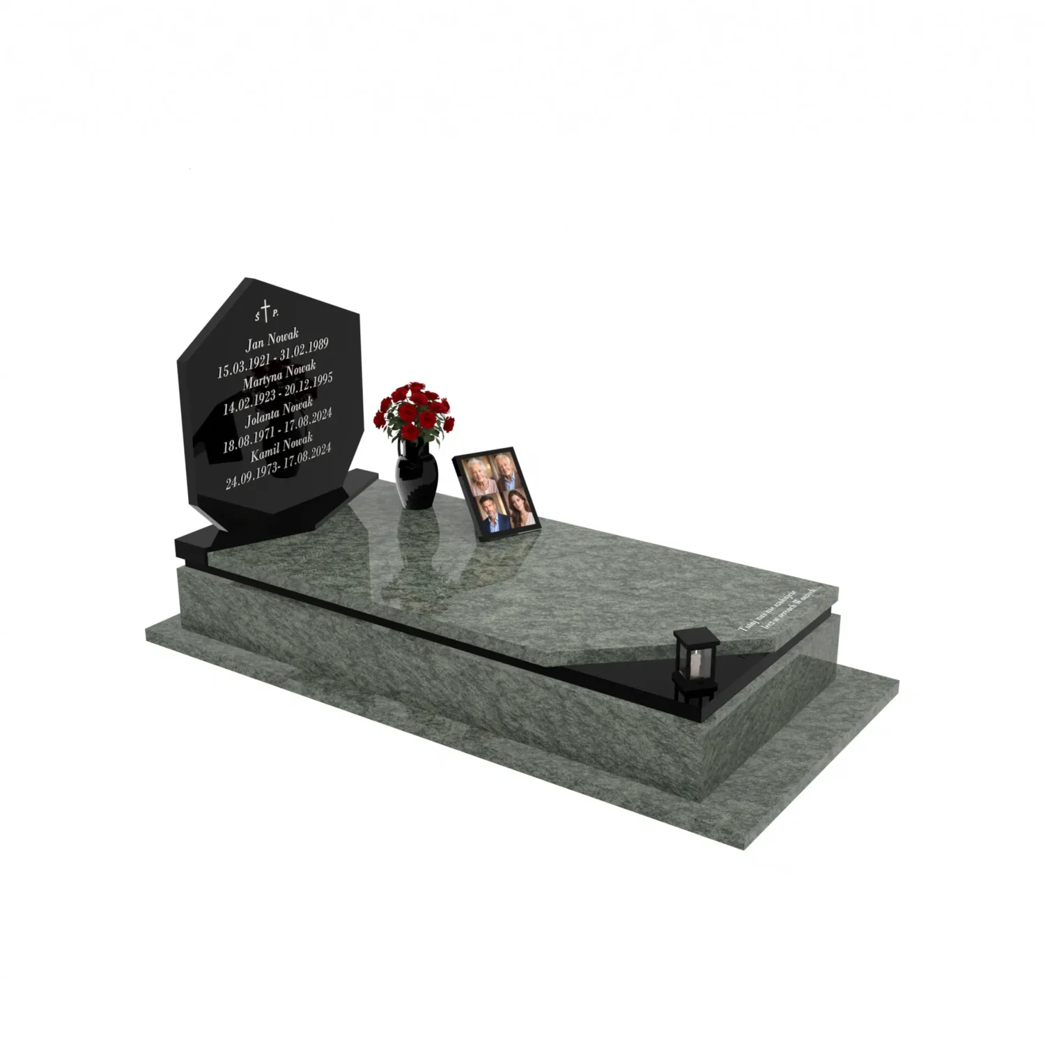 Nagrobek pojedynczy rodzinny o prostej, eleganckiej formie ze zdjęciami K 120+360 – photo №3