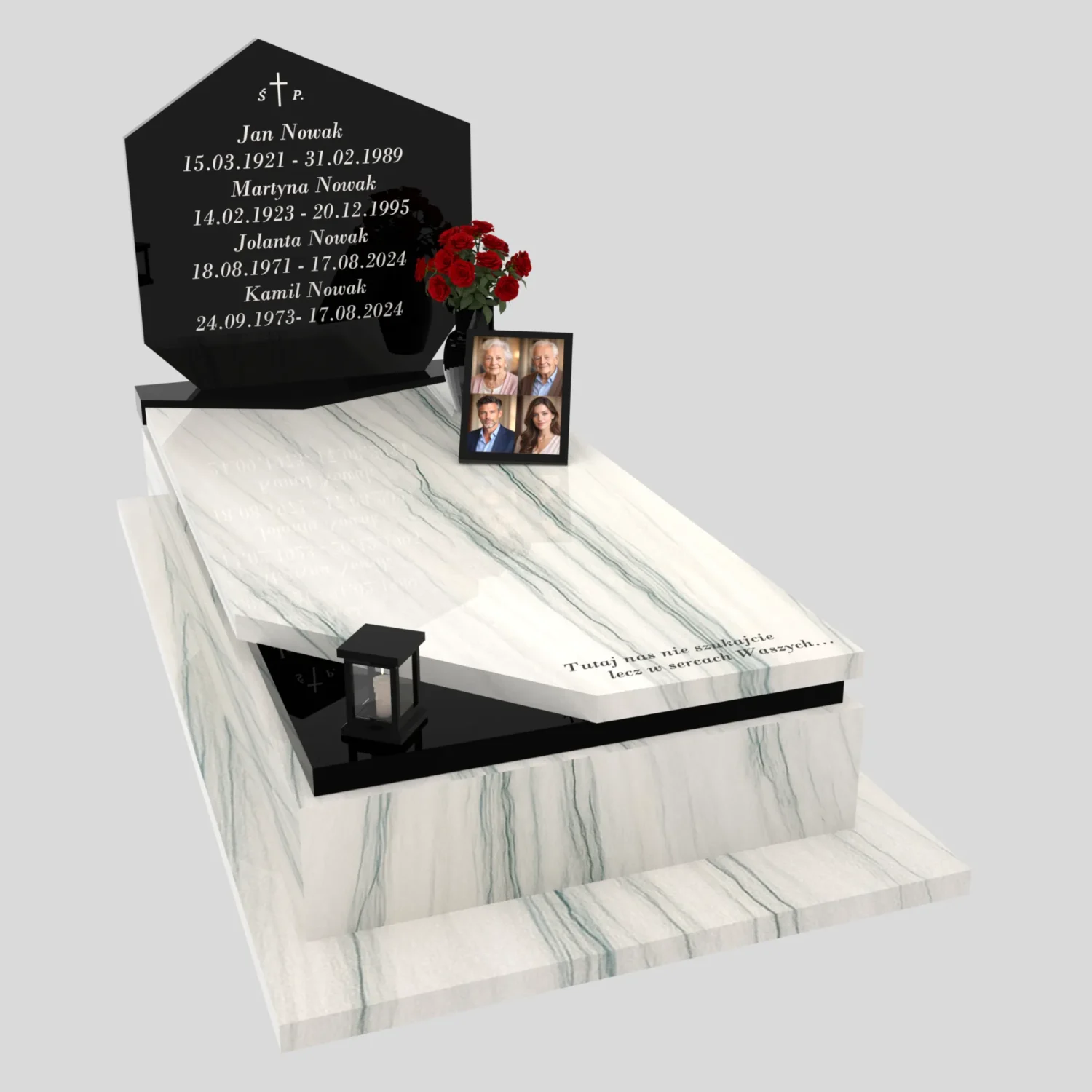 Nagrobek pojedynczy rodzinny o prostej, eleganckiej formie ze zdjęciami K 120 zdjęcie 83