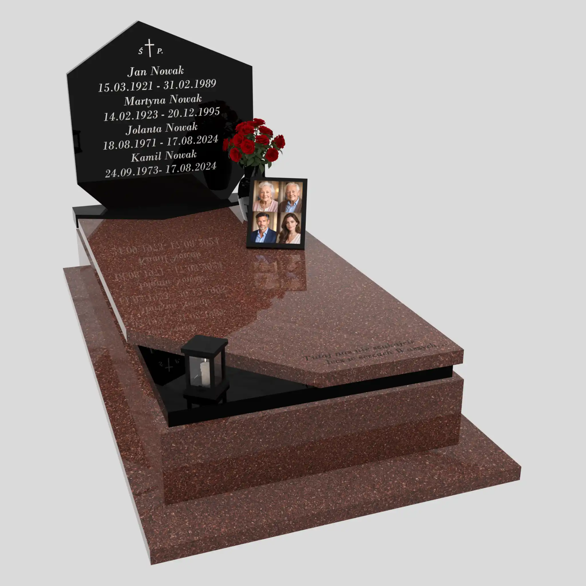 Nagrobek pojedynczy rodzinny o prostej, eleganckiej formie ze zdjęciami K 120 zdjęcie 88