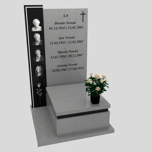Nagrobki Warszawa | nagrobki urnowe z fotografiami i krzyżem z granitu kury grey