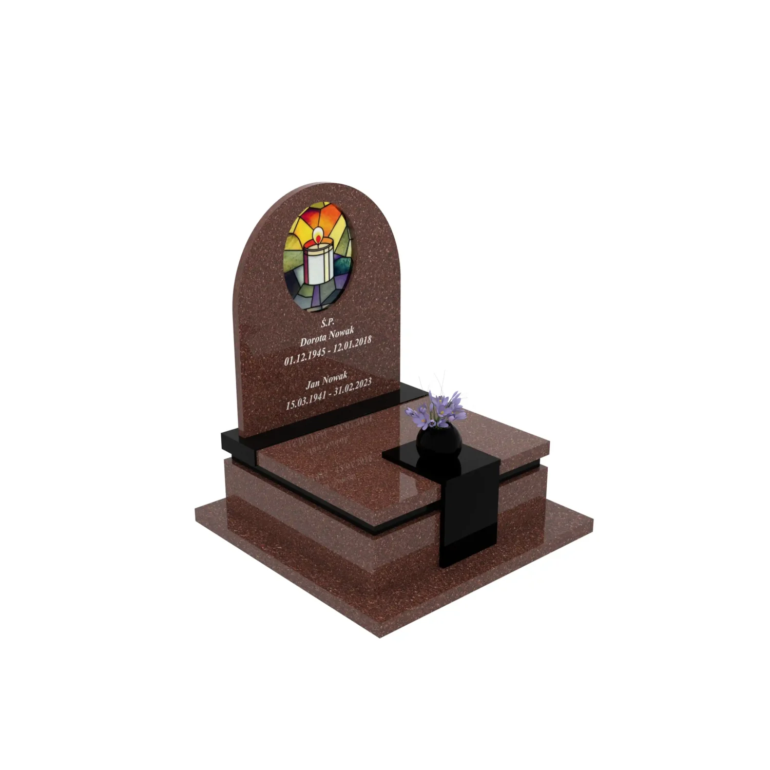 Nowoczesny nagrobek urnowy z witrażem świecy U 123+360 – photo №12