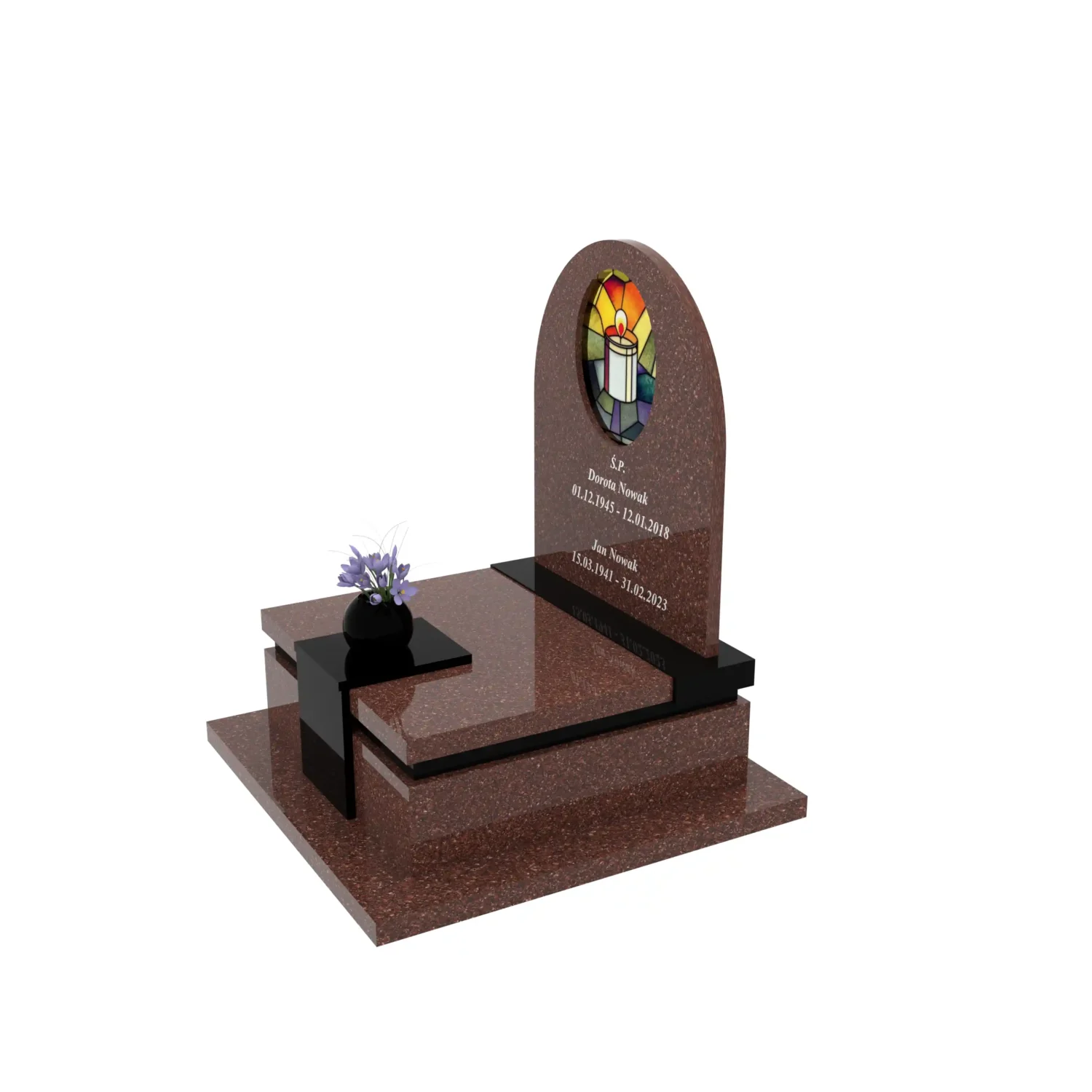 Nowoczesny nagrobek urnowy z witrażem świecy U 123+360 – photo №3