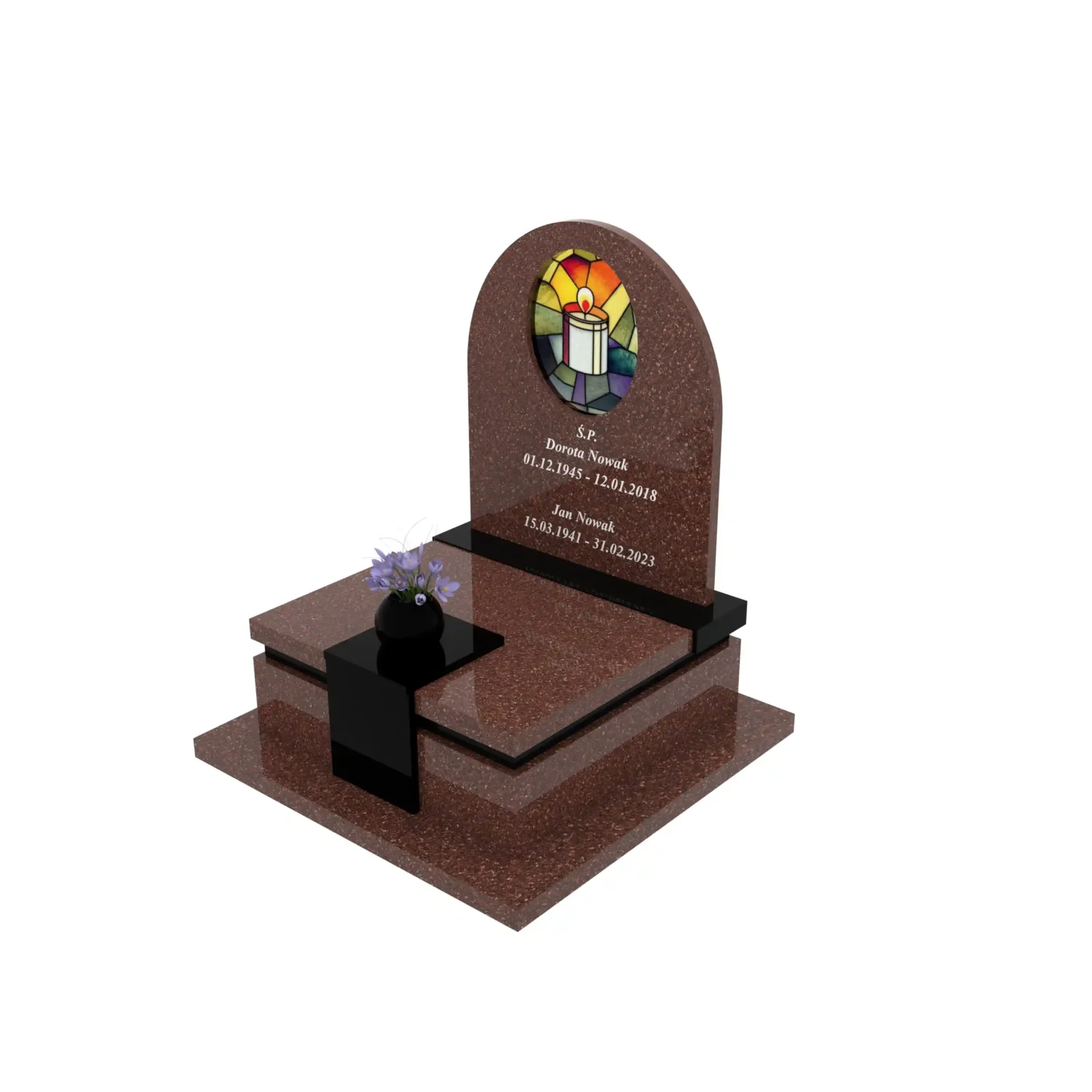 Nowoczesny nagrobek urnowy z witrażem świecy U 123+360 – photo №2