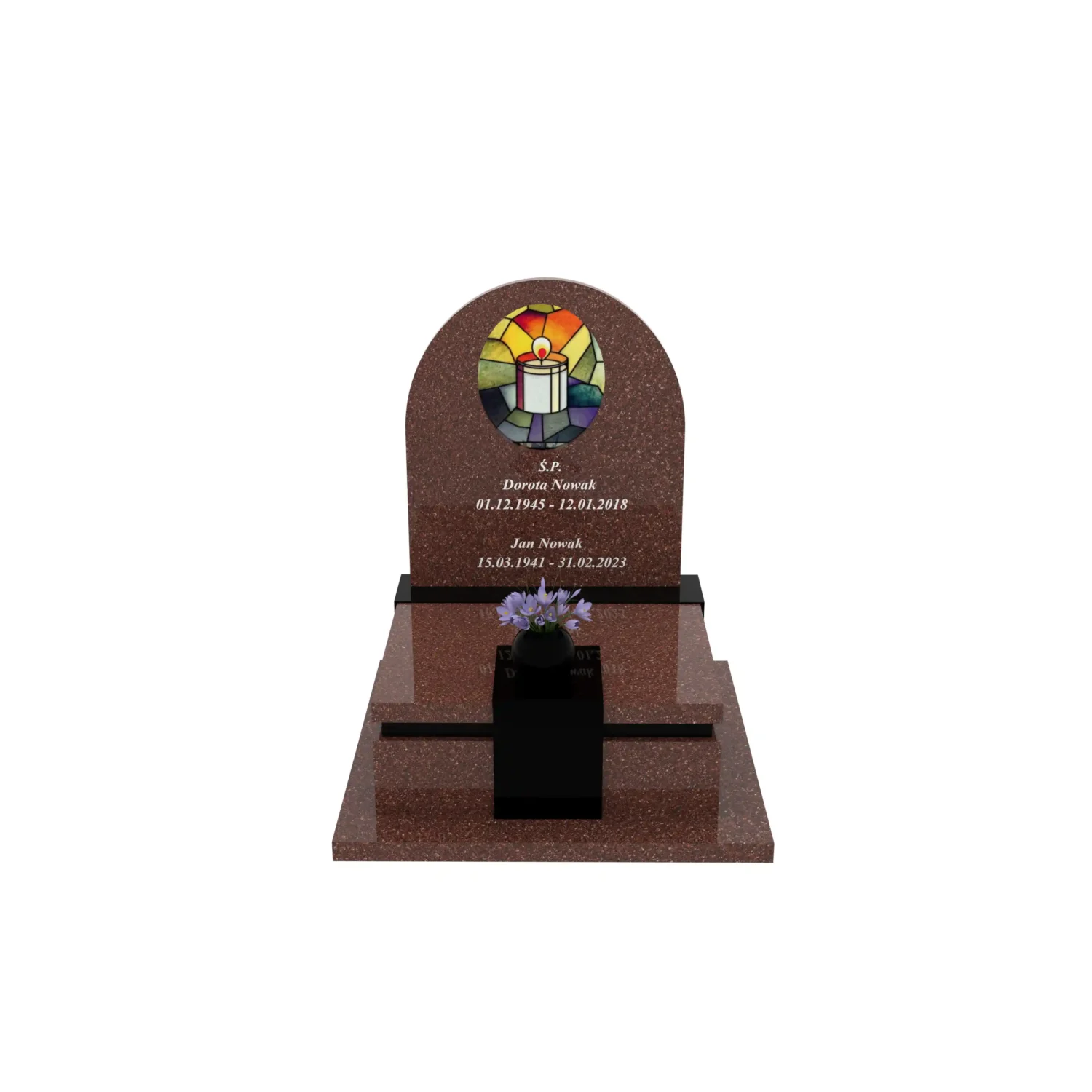 Nowoczesny nagrobek urnowy z witrażem świecy U 123+360 – photo №1