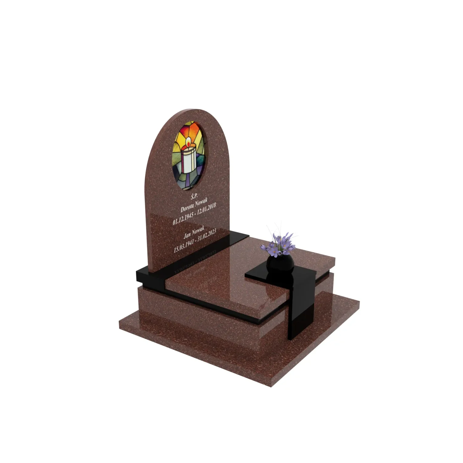 Nowoczesny nagrobek urnowy z witrażem świecy U 123+360 – photo №11
