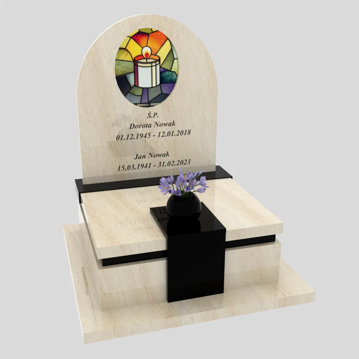 Nowoczesny nagrobek urnowy z witrażem świecy U 123 zdjęcie 90