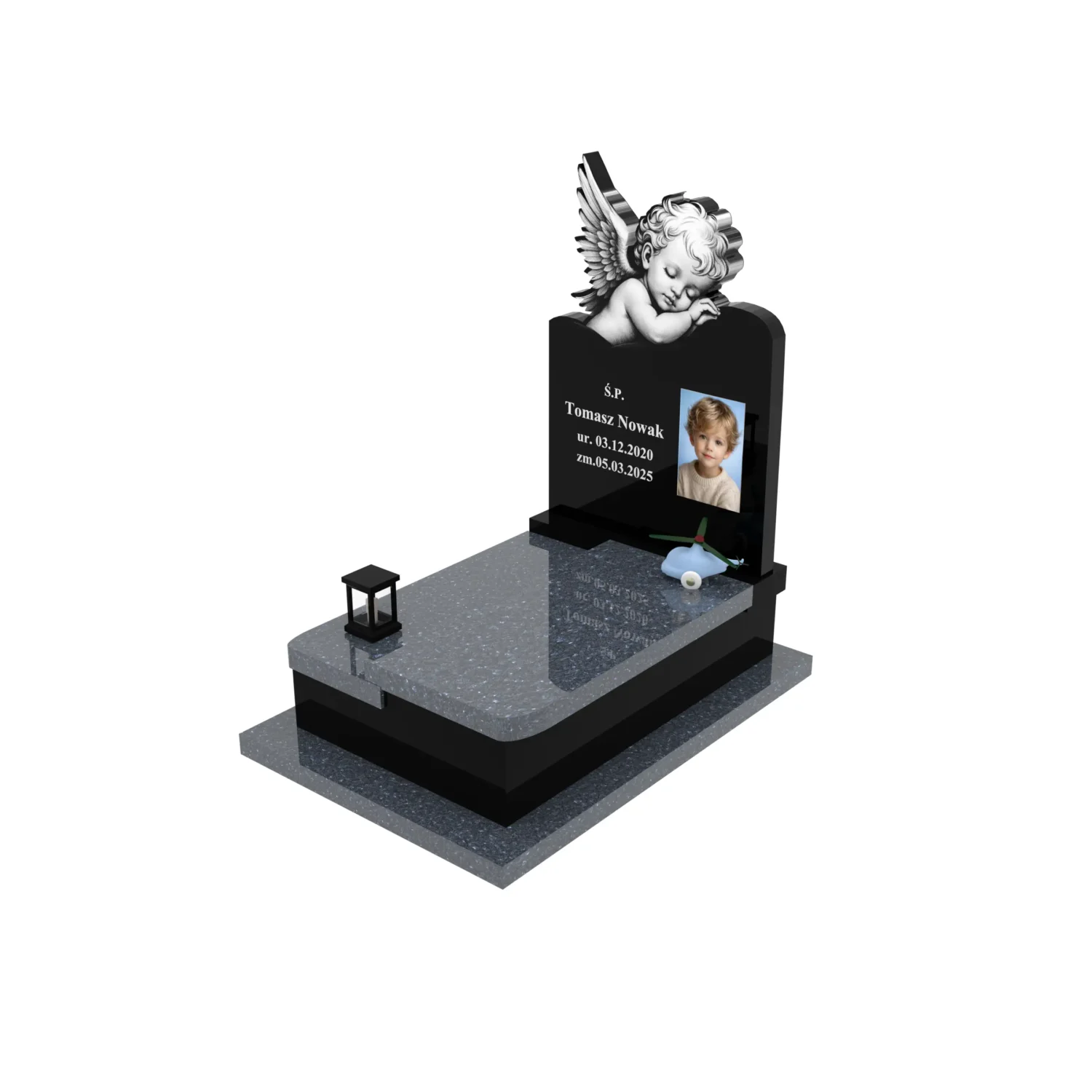Nagrobek dla dziecka z grawerem anioła i zdjęciem D 83+360 – photo №1