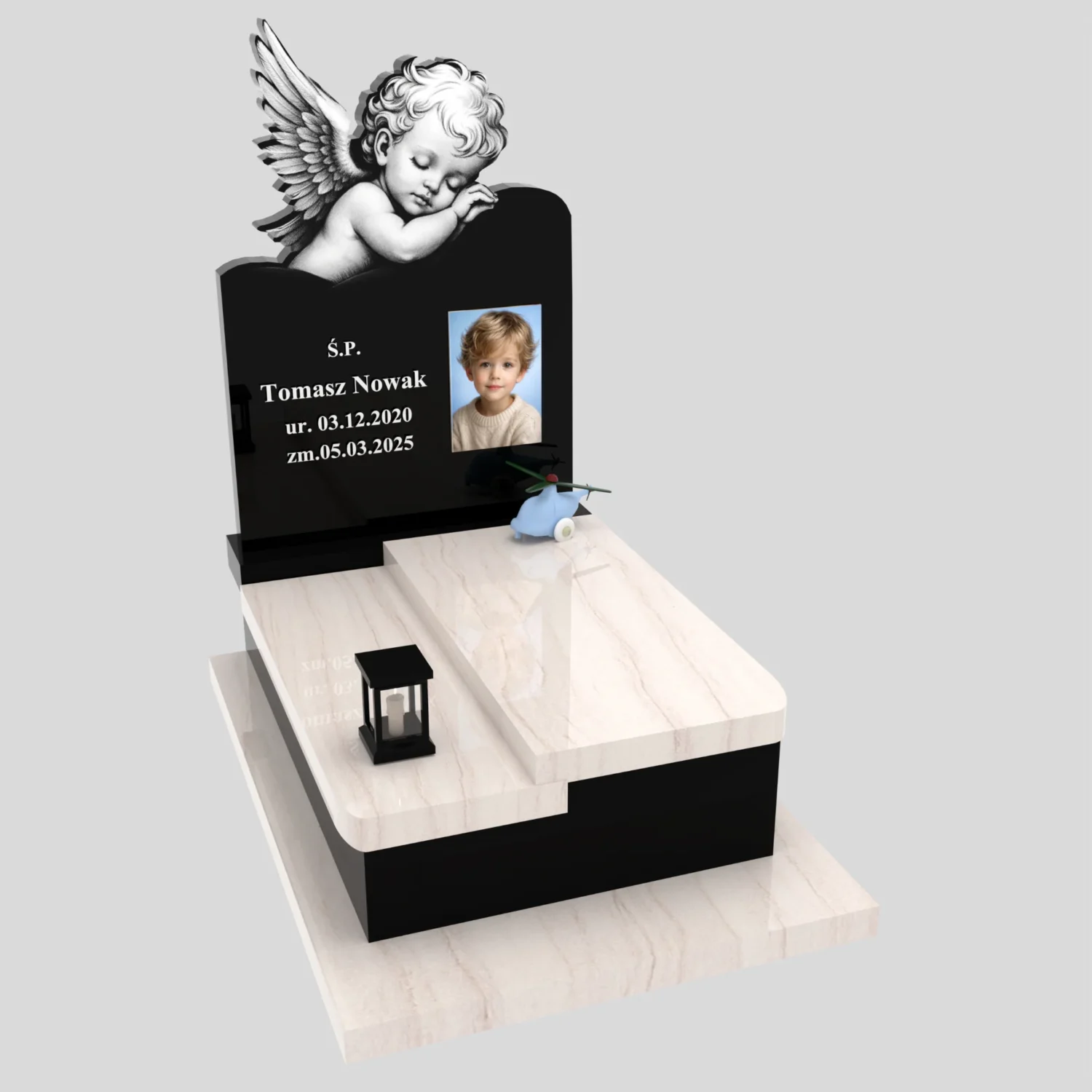 Nagrobek dla dziecka z grawerem anioła i zdjęciem D 83 zdjęcie 91