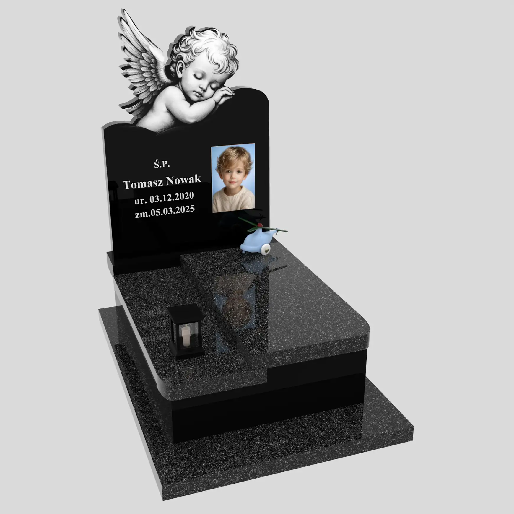 Nagrobek dla dziecka z grawerem anioła i zdjęciem D 83 zdjęcie 90