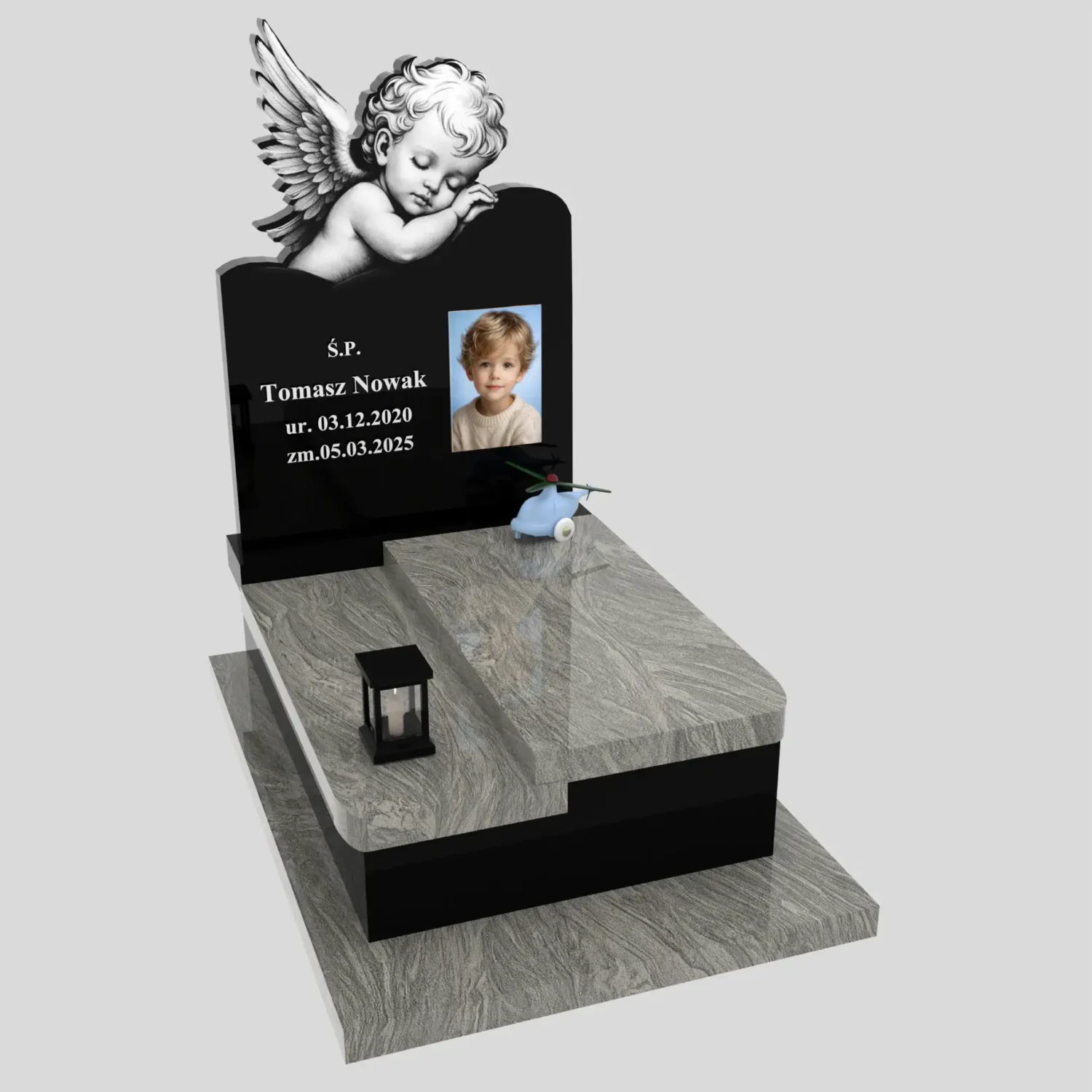 Nagrobek dla dziecka z grawerem anioła i zdjęciem D 83 zdjęcie 88
