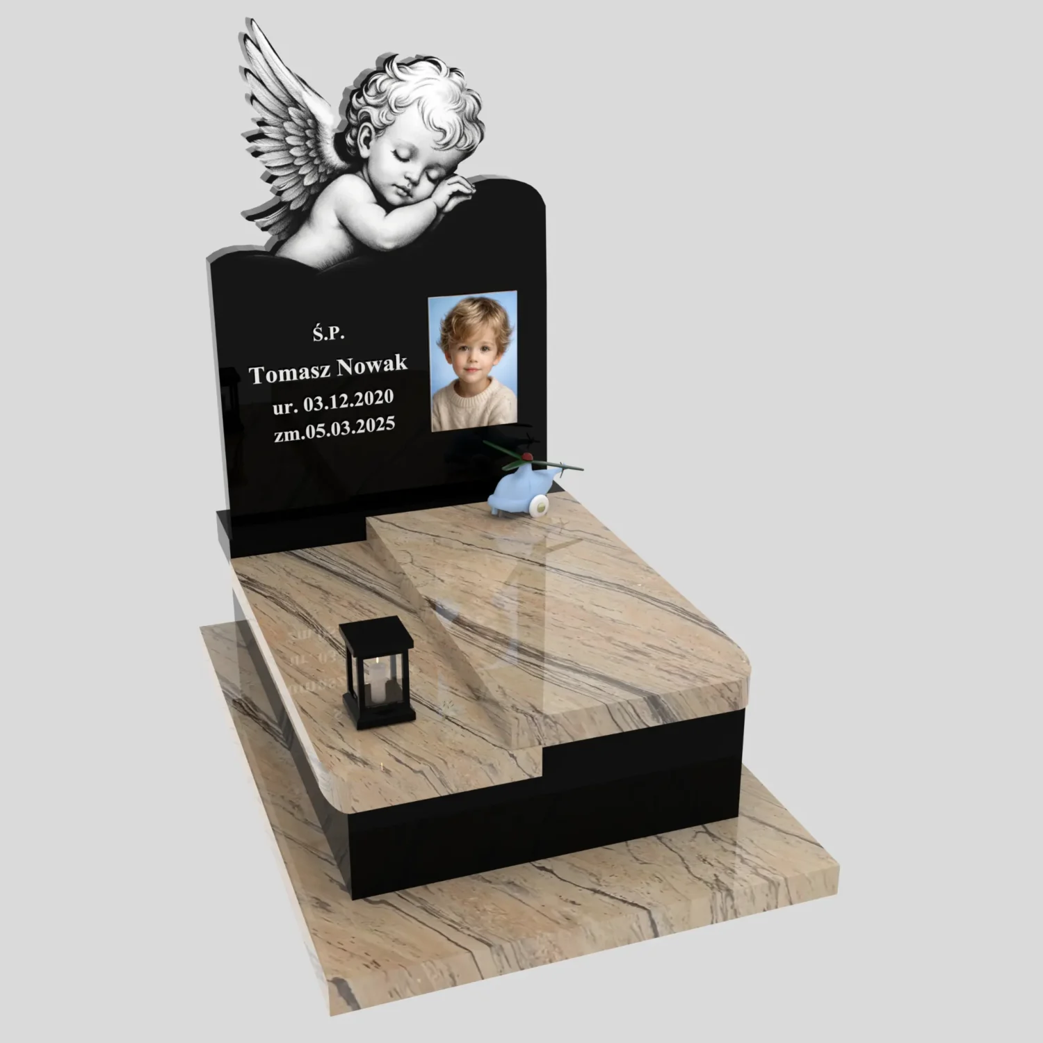 Nagrobek dla dziecka z grawerem anioła i zdjęciem D 83 zdjęcie 84
