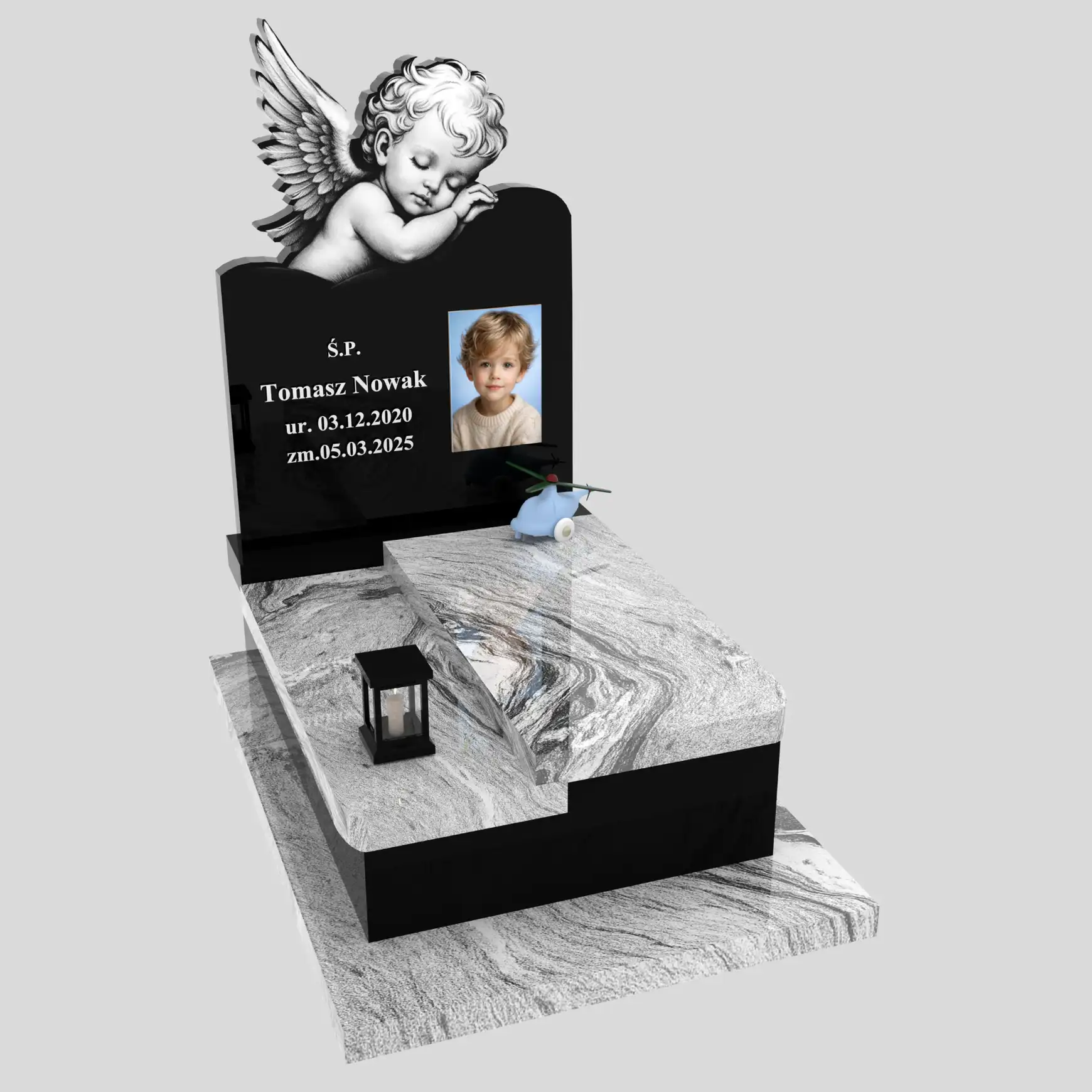 Nagrobek dla dziecka z grawerem anioła i zdjęciem D 83 zdjęcie 80