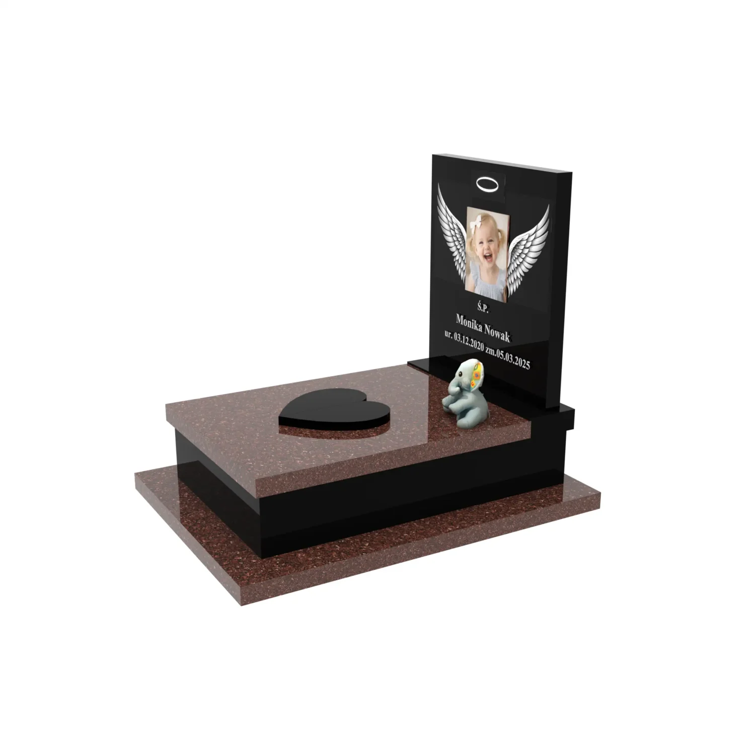 Nagrobek dla dziecka z grawerem skrzydeł i zdjęciem D 84+360 – photo №2