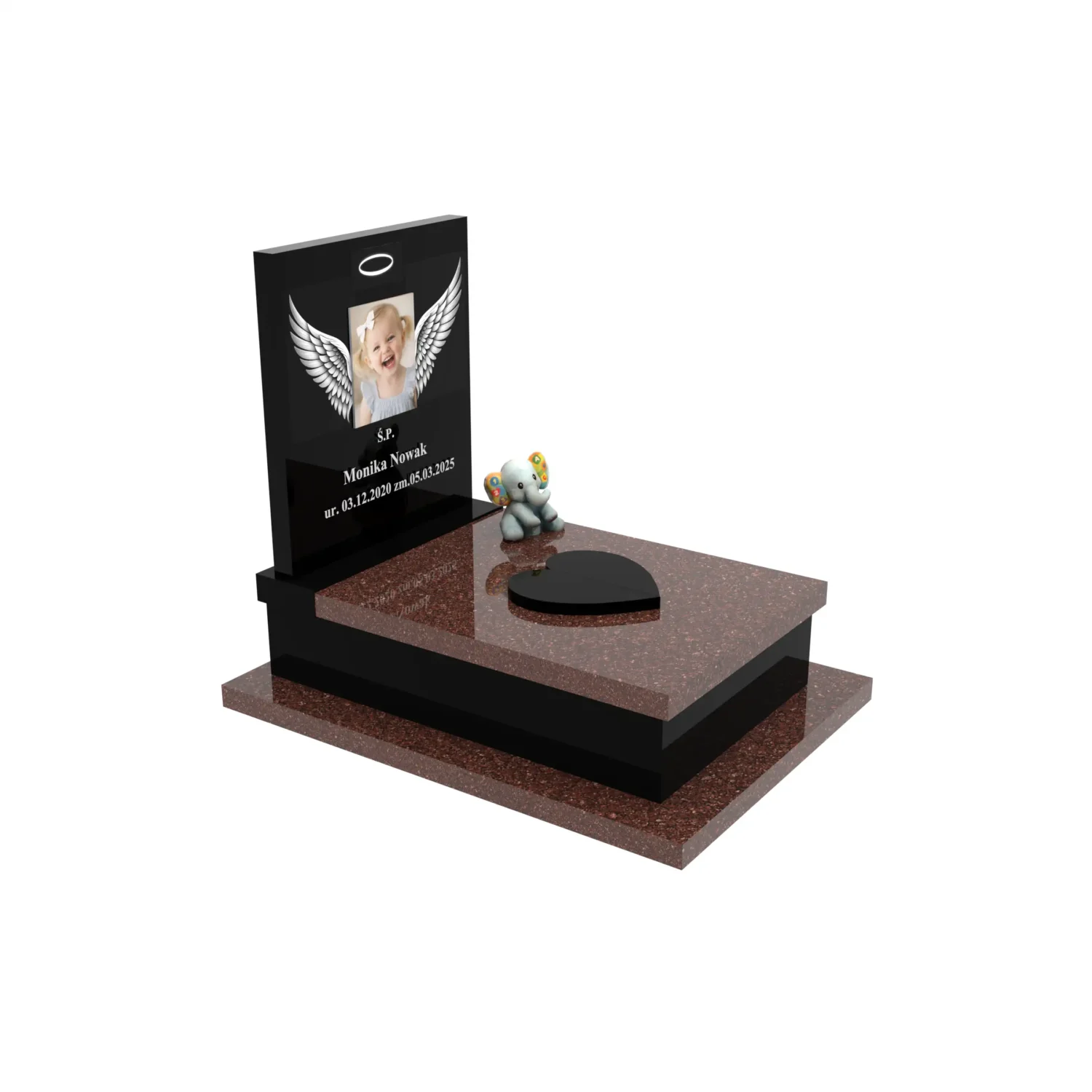 Nagrobek dla dziecka z grawerem skrzydeł i zdjęciem D 84+360 – photo №10