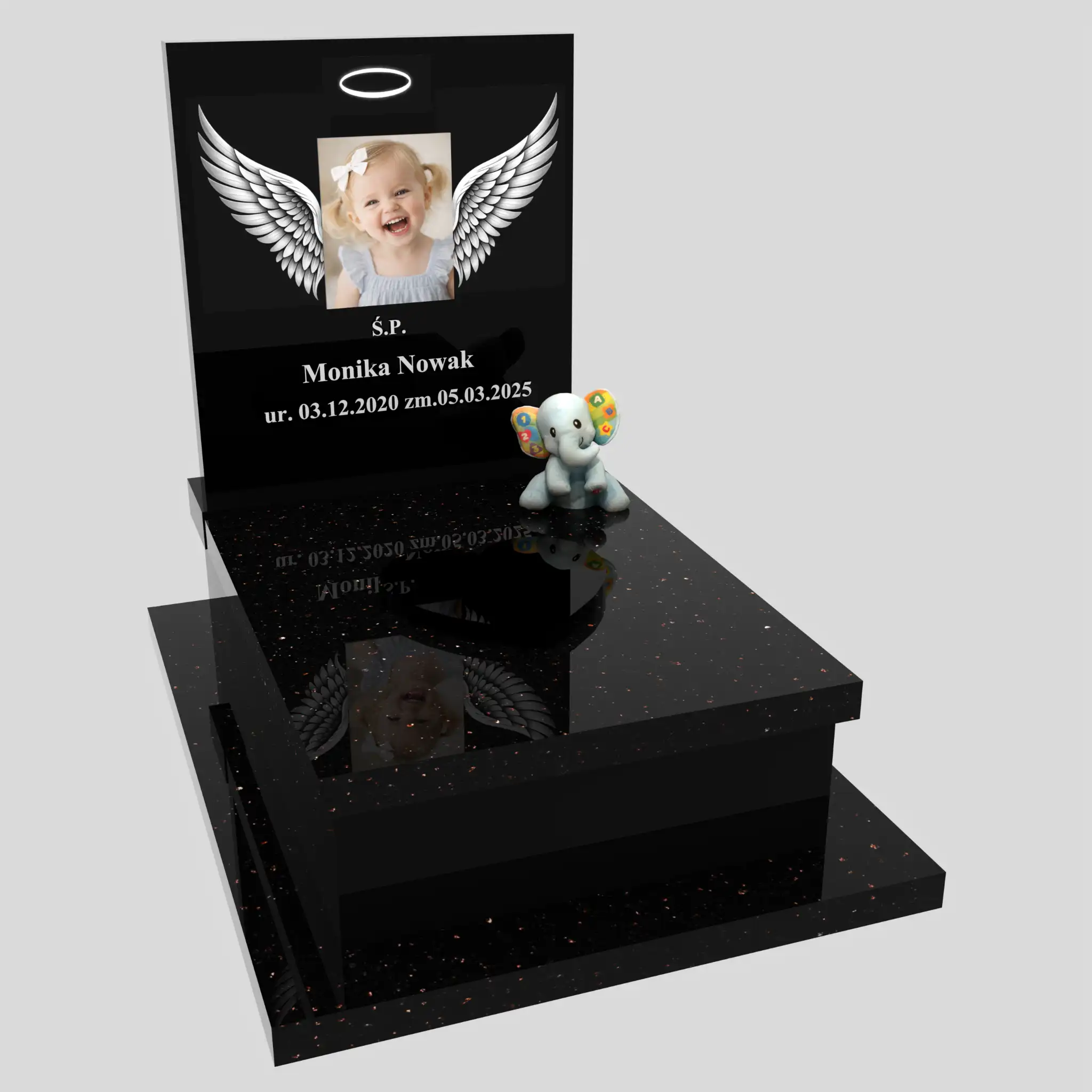 Nagrobek dla dziecka z grawerem skrzydeł i zdjęciem D 84 zdjęcie 93