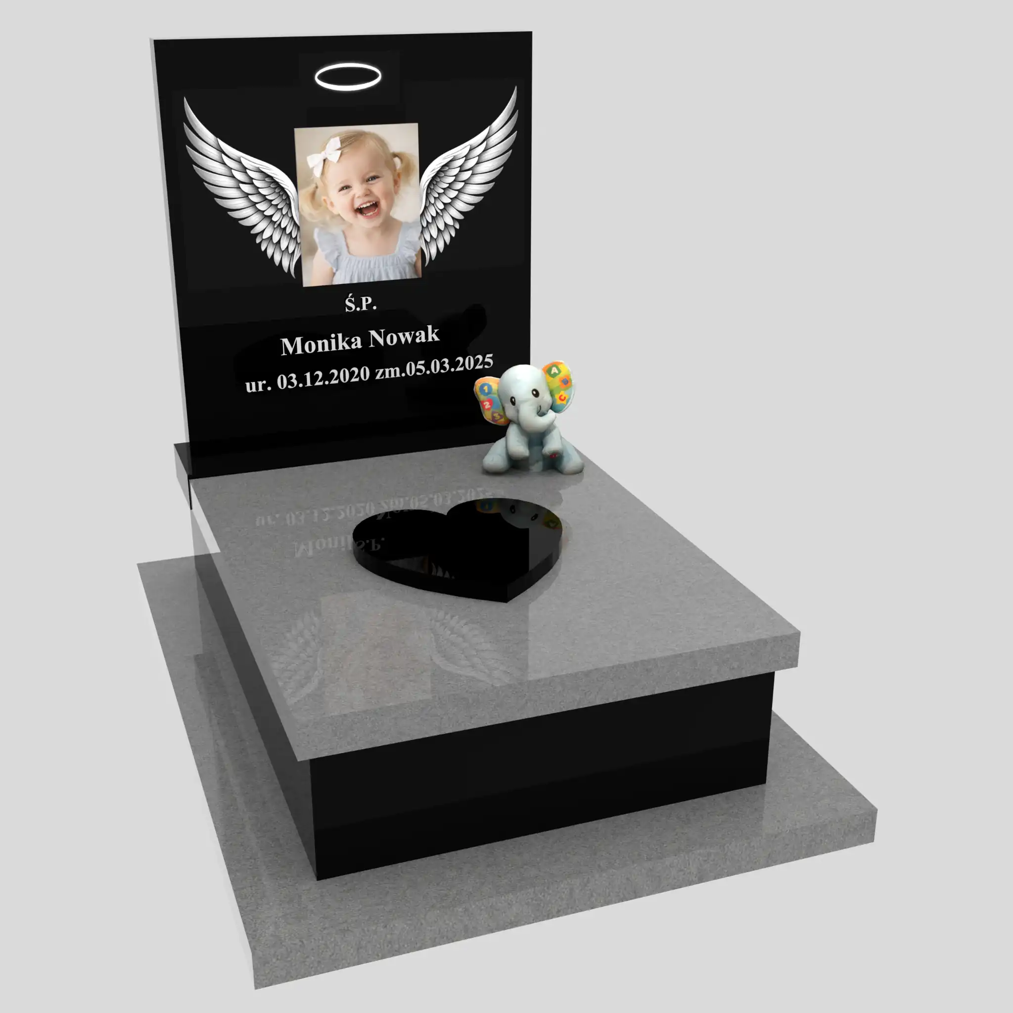 Nagrobek dla dziecka z grawerem skrzydeł i zdjęciem D 84 zdjęcie 89