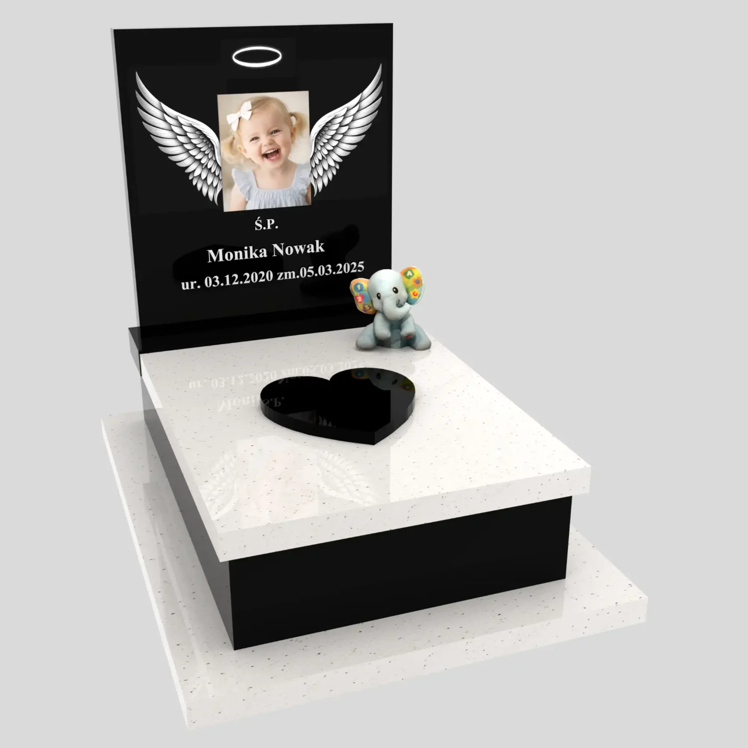 Nagrobek dla dziecka z grawerem skrzydeł i zdjęciem D 84 zdjęcie 83