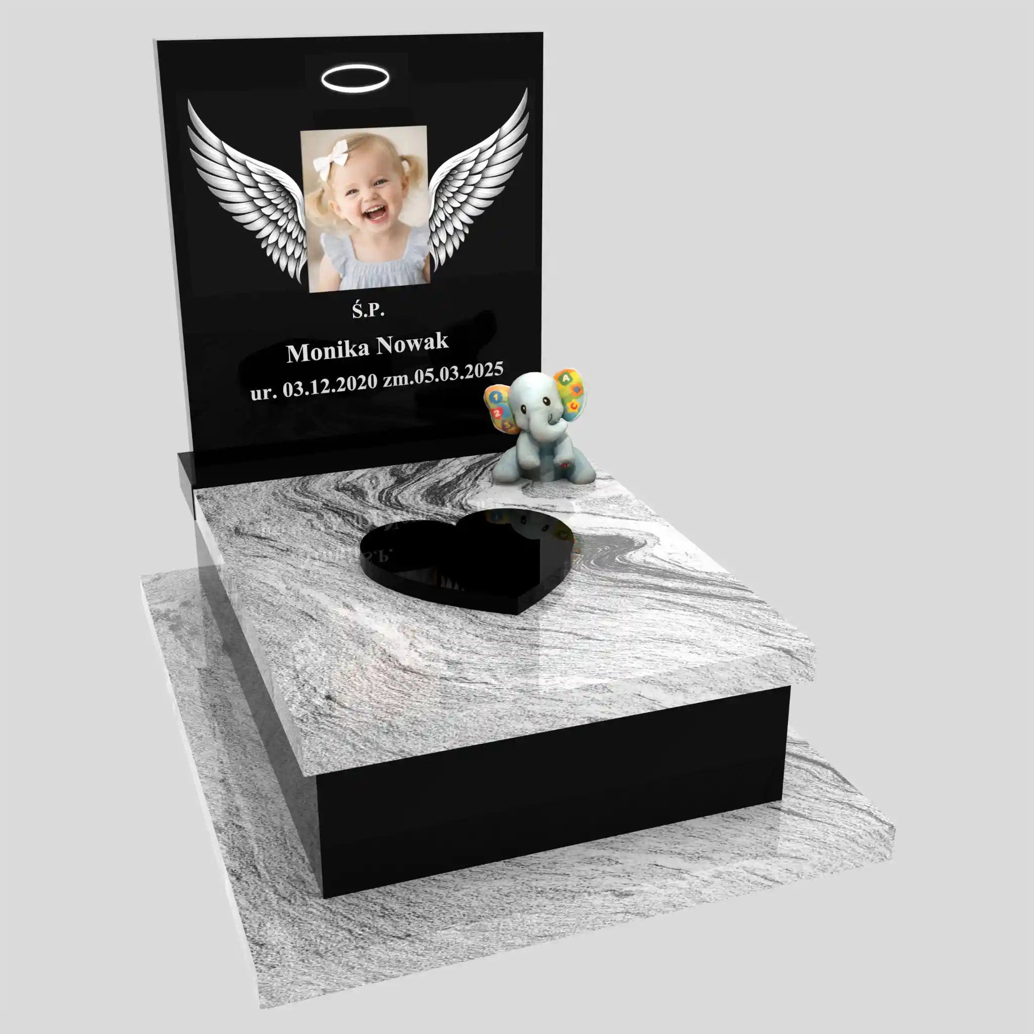 Nagrobek dla dziecka z grawerem skrzydeł i zdjęciem D 84 zdjęcie 80