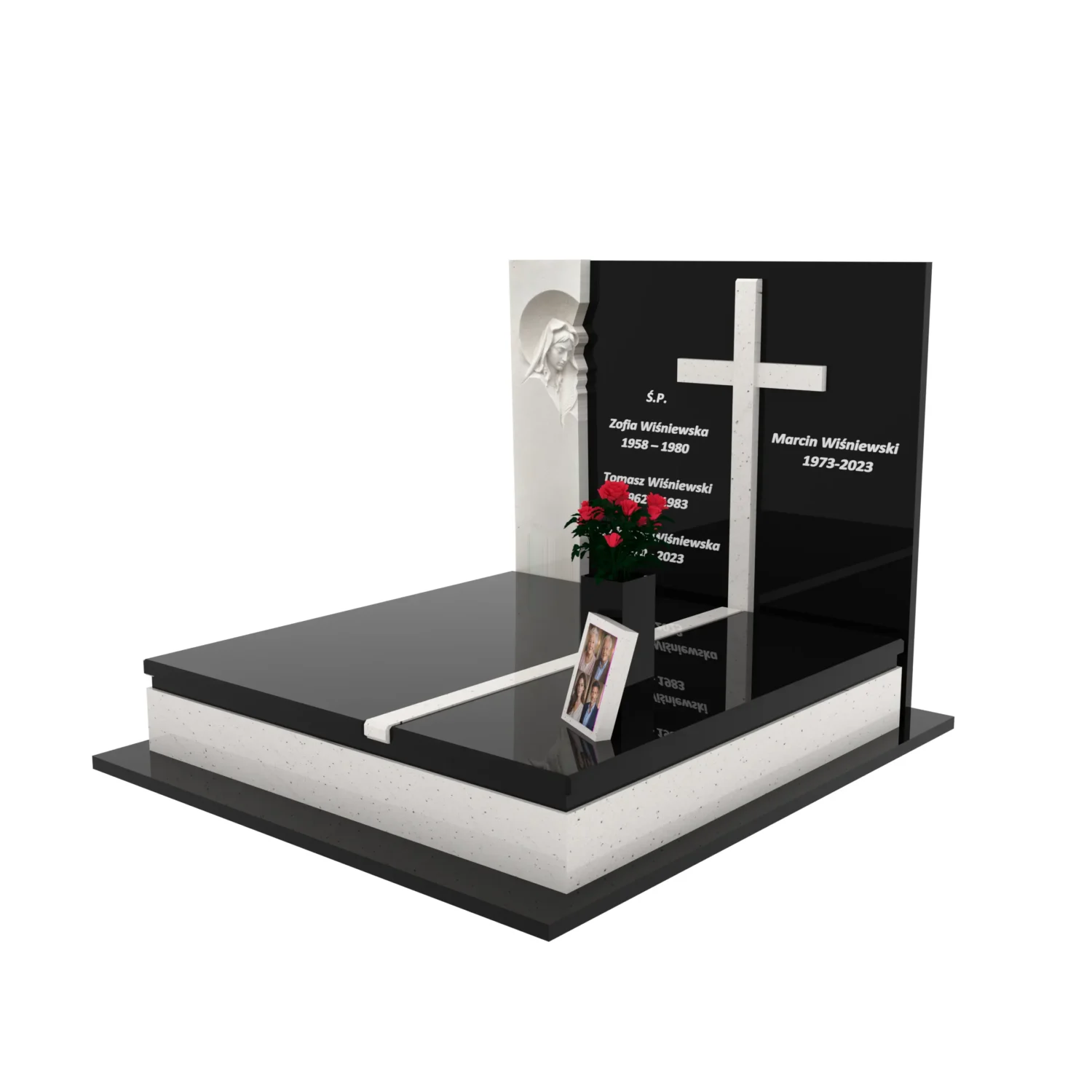 Nagrobek podwójny z rzeźbą Matki Boskiej i kryża CK 115+360 – photo №12