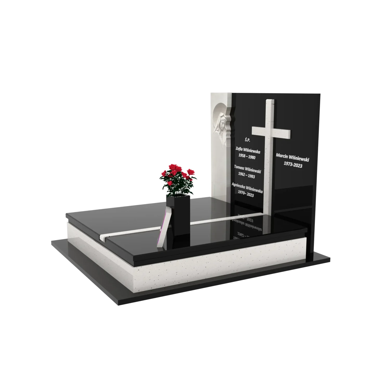 Nagrobek podwójny z rzeźbą Matki Boskiej i kryża CK 115+360 – photo №1