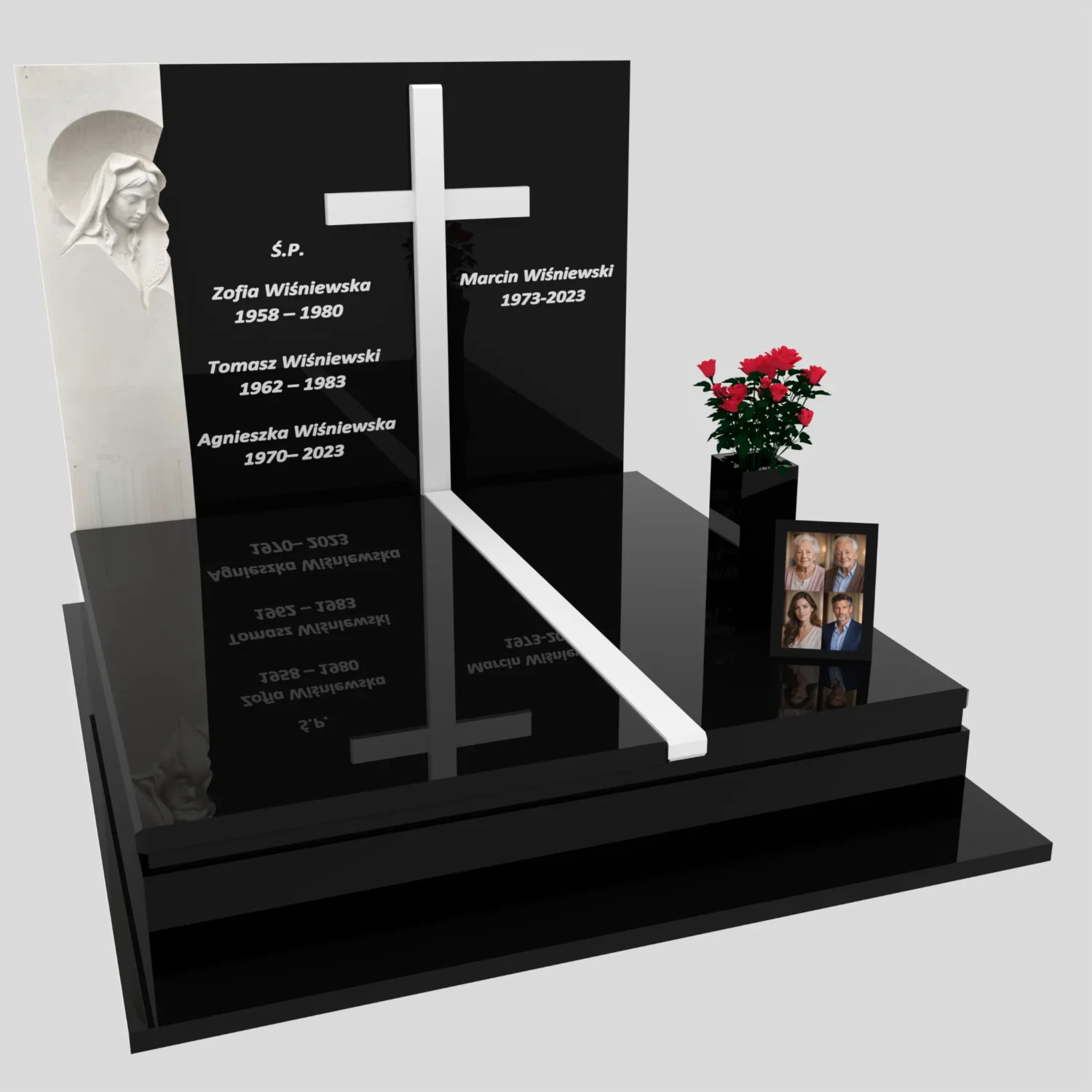 Nagrobek podwójny z rzeźbą Matki Boskiej i kryża CK 115 zdjęcie 93