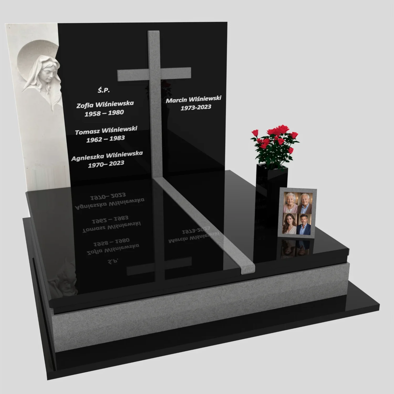 Nagrobek podwójny z rzeźbą Matki Boskiej i kryża CK 115 zdjęcie 89