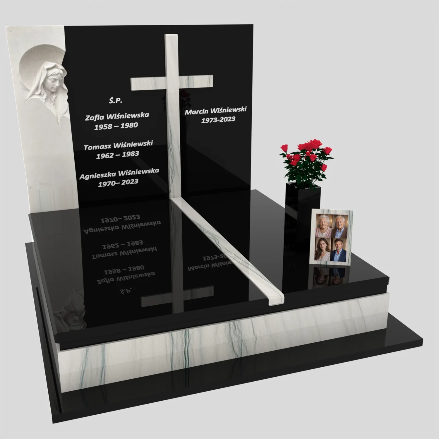 Nagrobek podwójny z rzeźbą Matki Boskiej i kryża CK 115 zdjęcie 88