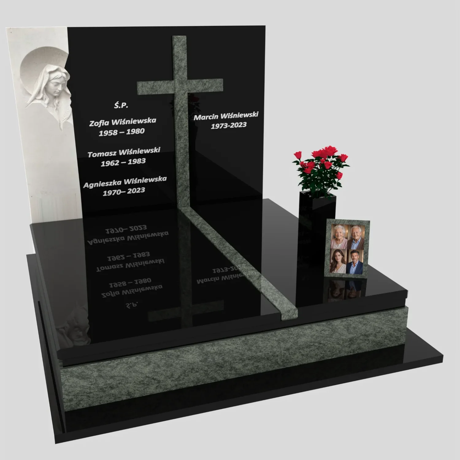 Nagrobek podwójny z rzeźbą Matki Boskiej i kryża CK 115 zdjęcie 87