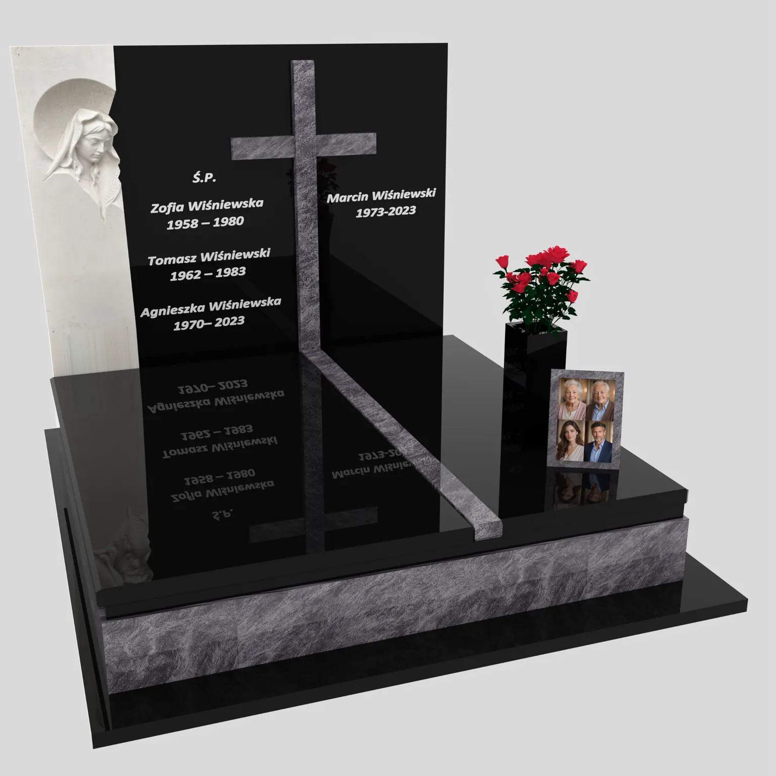 Nagrobek podwójny z rzeźbą Matki Boskiej i kryża CK 115 zdjęcie 86