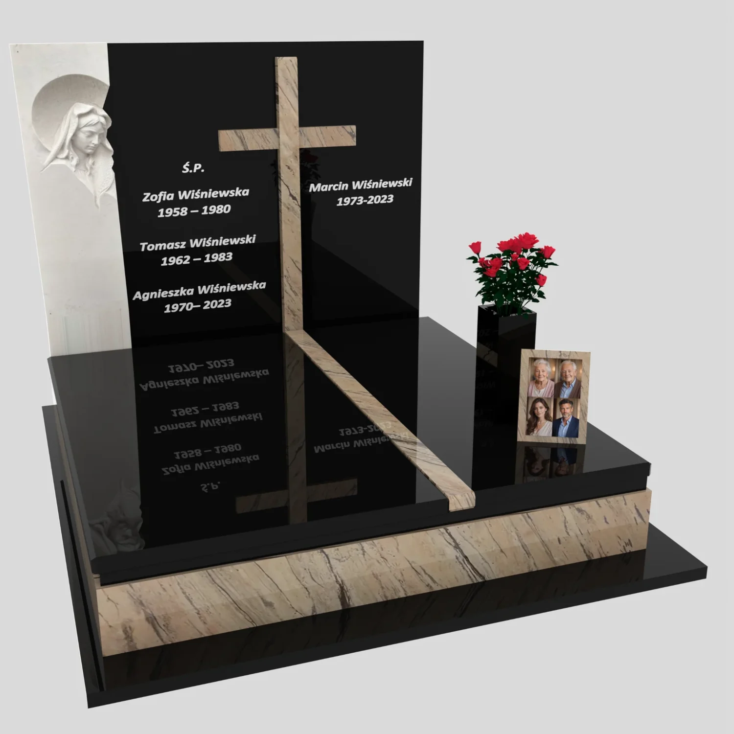 Nagrobek podwójny z rzeźbą Matki Boskiej i kryża CK 115 zdjęcie 84