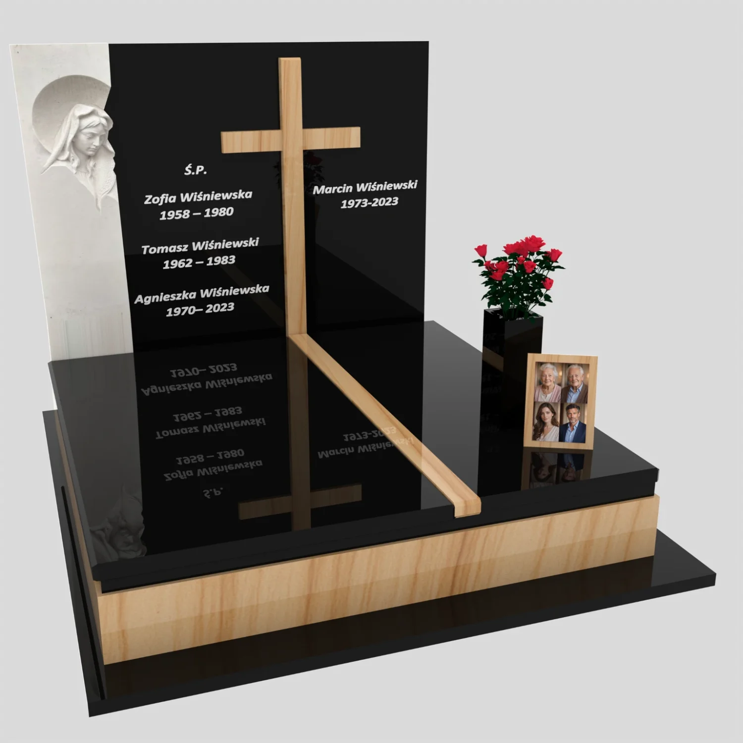 Nagrobek podwójny z rzeźbą Matki Boskiej i kryża CK 115 zdjęcie 81