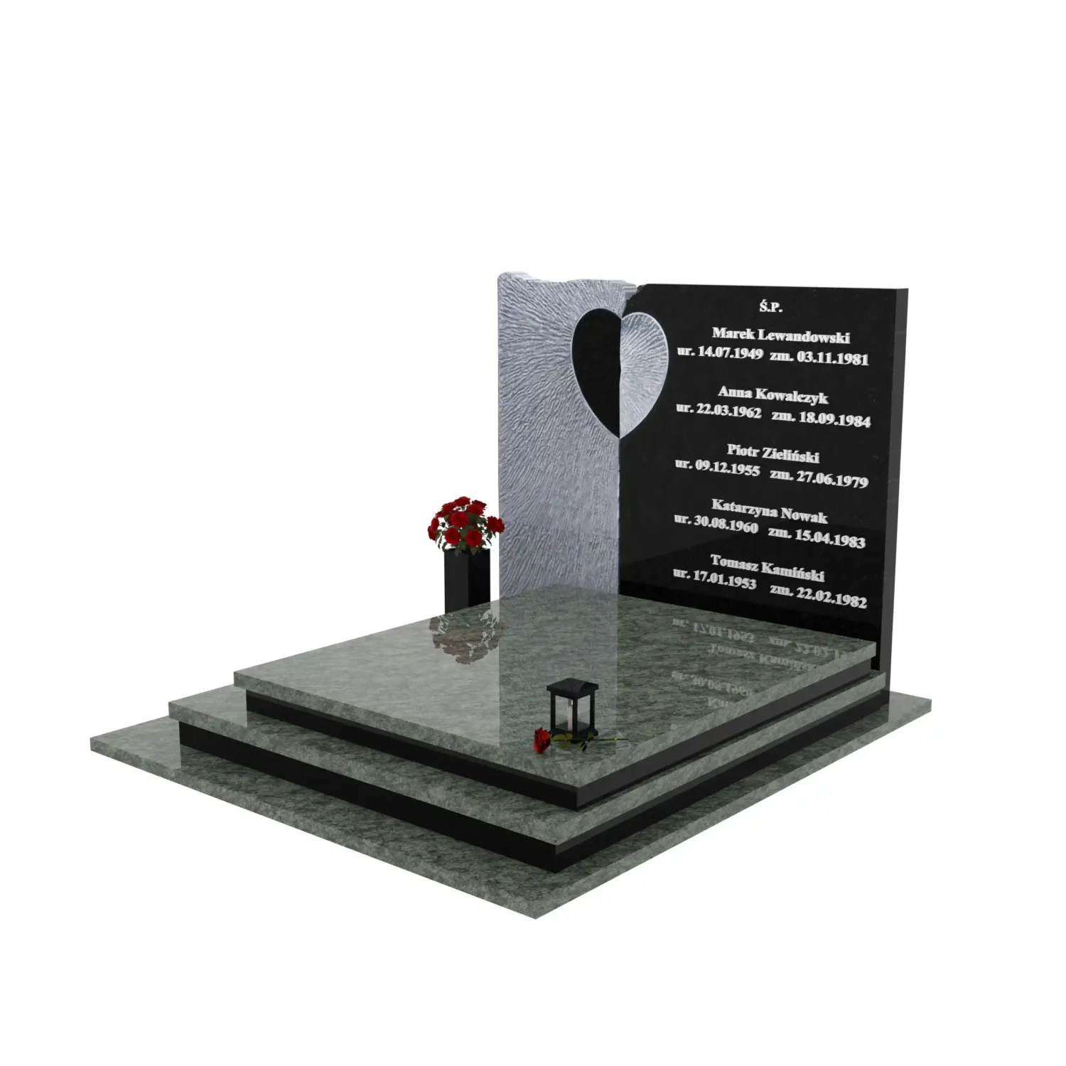 Nagrobek podwójny z rzeźbą serca CK 116+360 – photo №1
