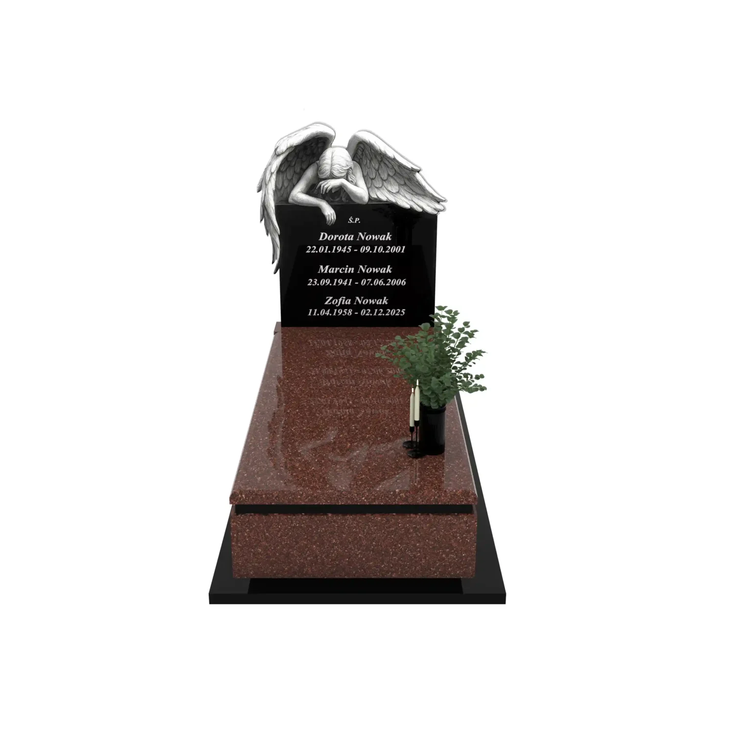 Nagrobek pojedynczy z grawerem anioła K 125+360 – photo №2