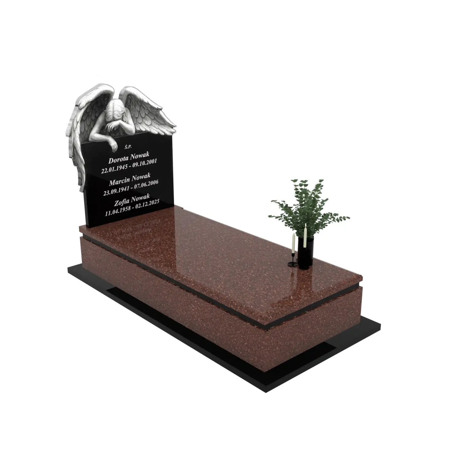 Nagrobek pojedynczy z grawerem anioła K 125+360 – photo №1