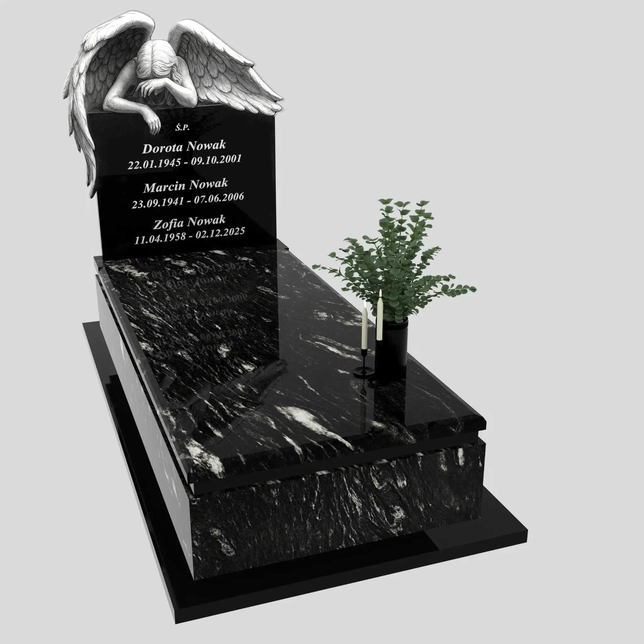 Nagrobek pojedynczy z grawerem anioła K 125 zdjęcie 82