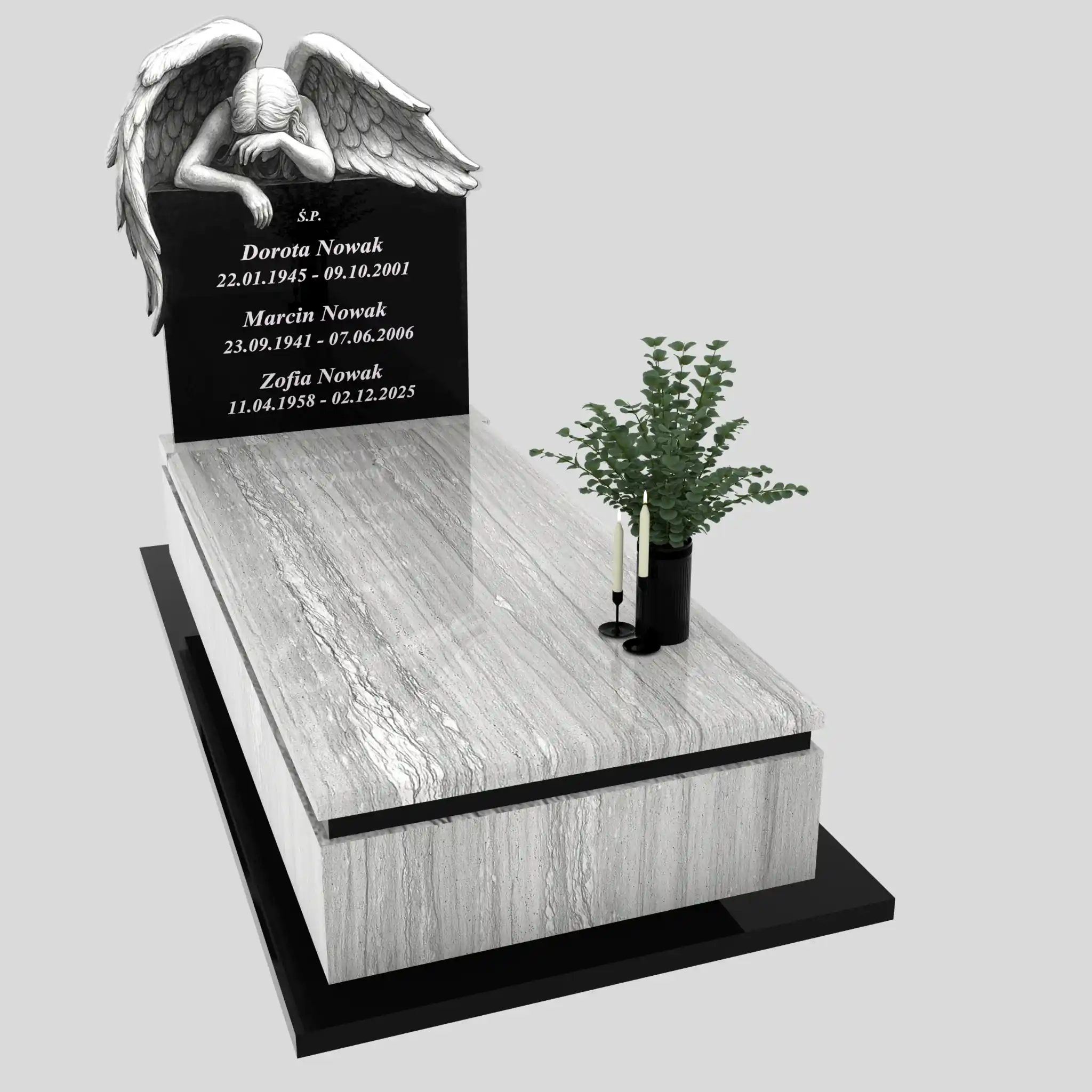 Nagrobek pojedynczy z grawerem anioła K 125 zdjęcie 83