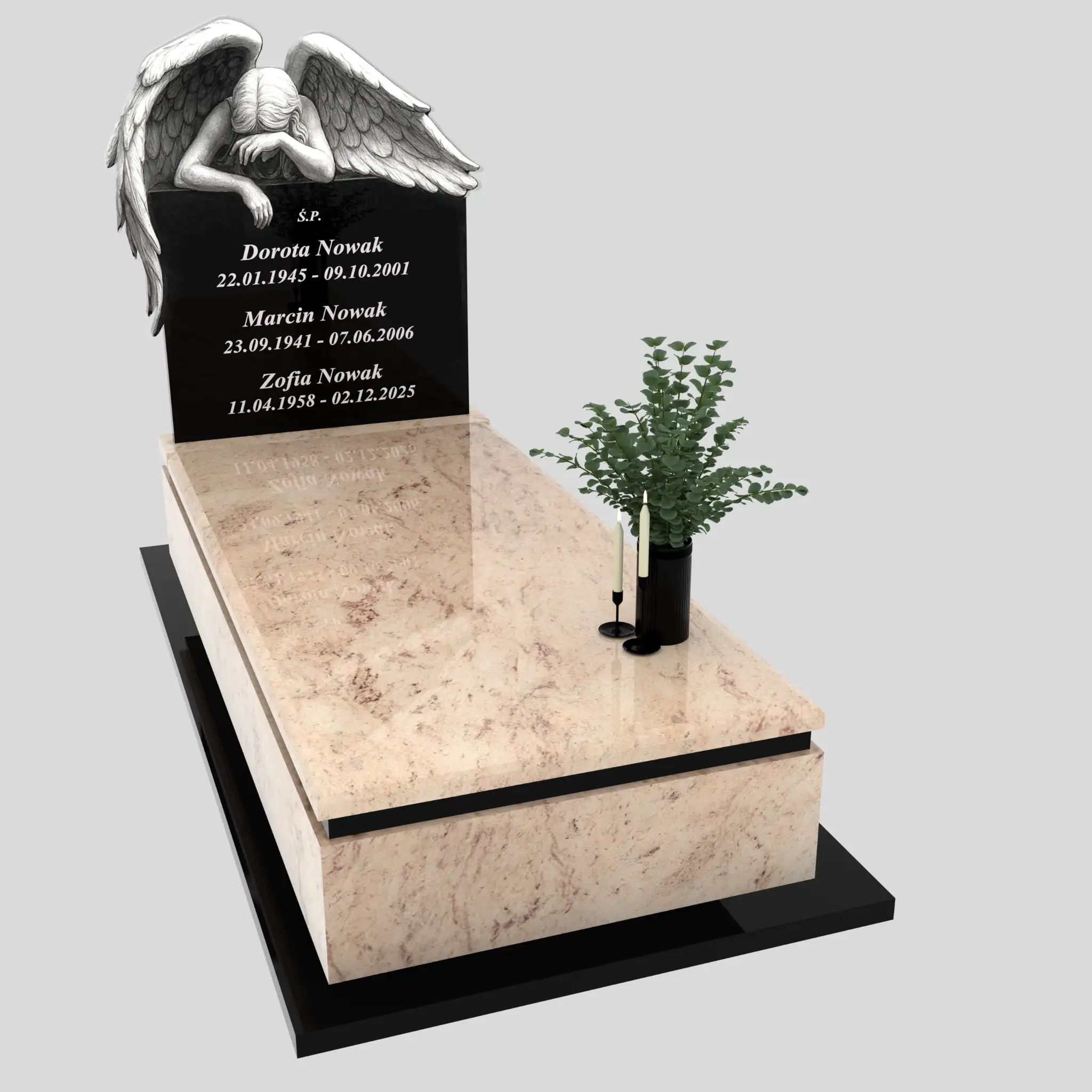 Nagrobek pojedynczy z grawerem anioła K 125 zdjęcie 90