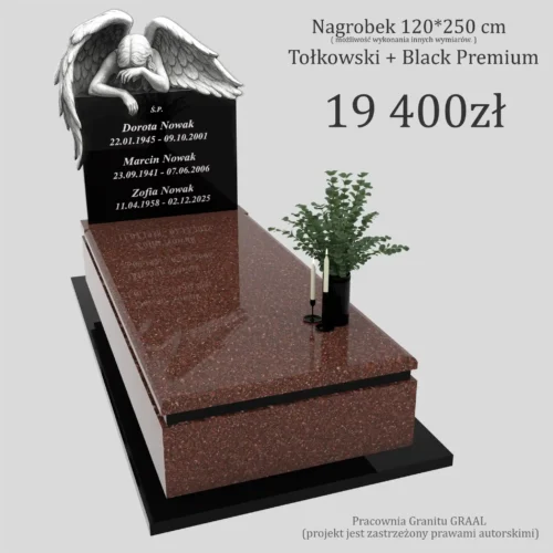 Nagrobki Warszawa | Nagrobki pojedyncze z grawerem anioła z granitu tokowski