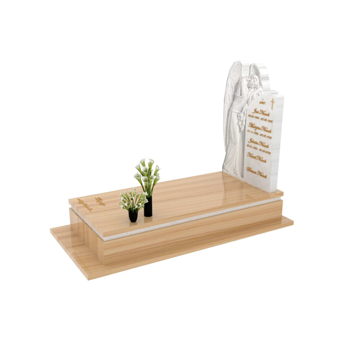 Nagrobek pojedynczy z rzeźbą anioła z marmuru CK 183+360 – photo №1